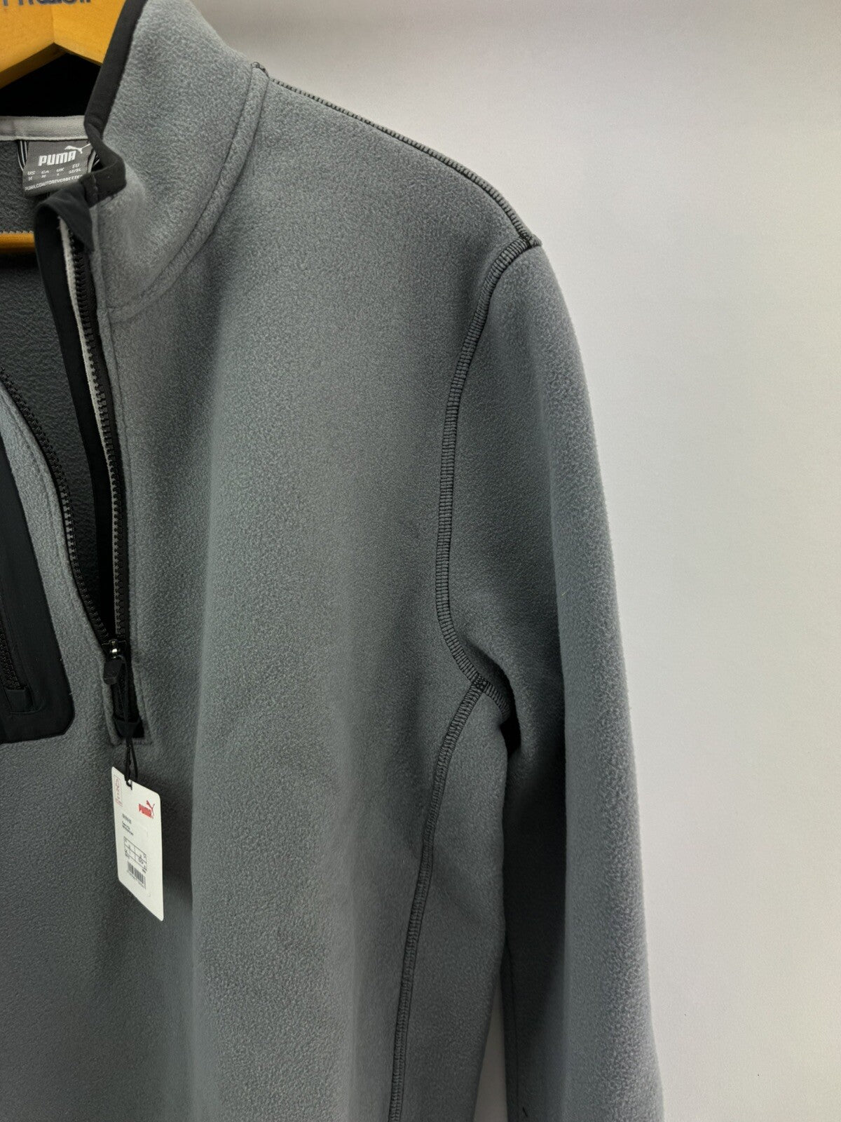 Puma Golf Fleece Pullover 1/4 Zip UK Large /Grey/Black /New /263358