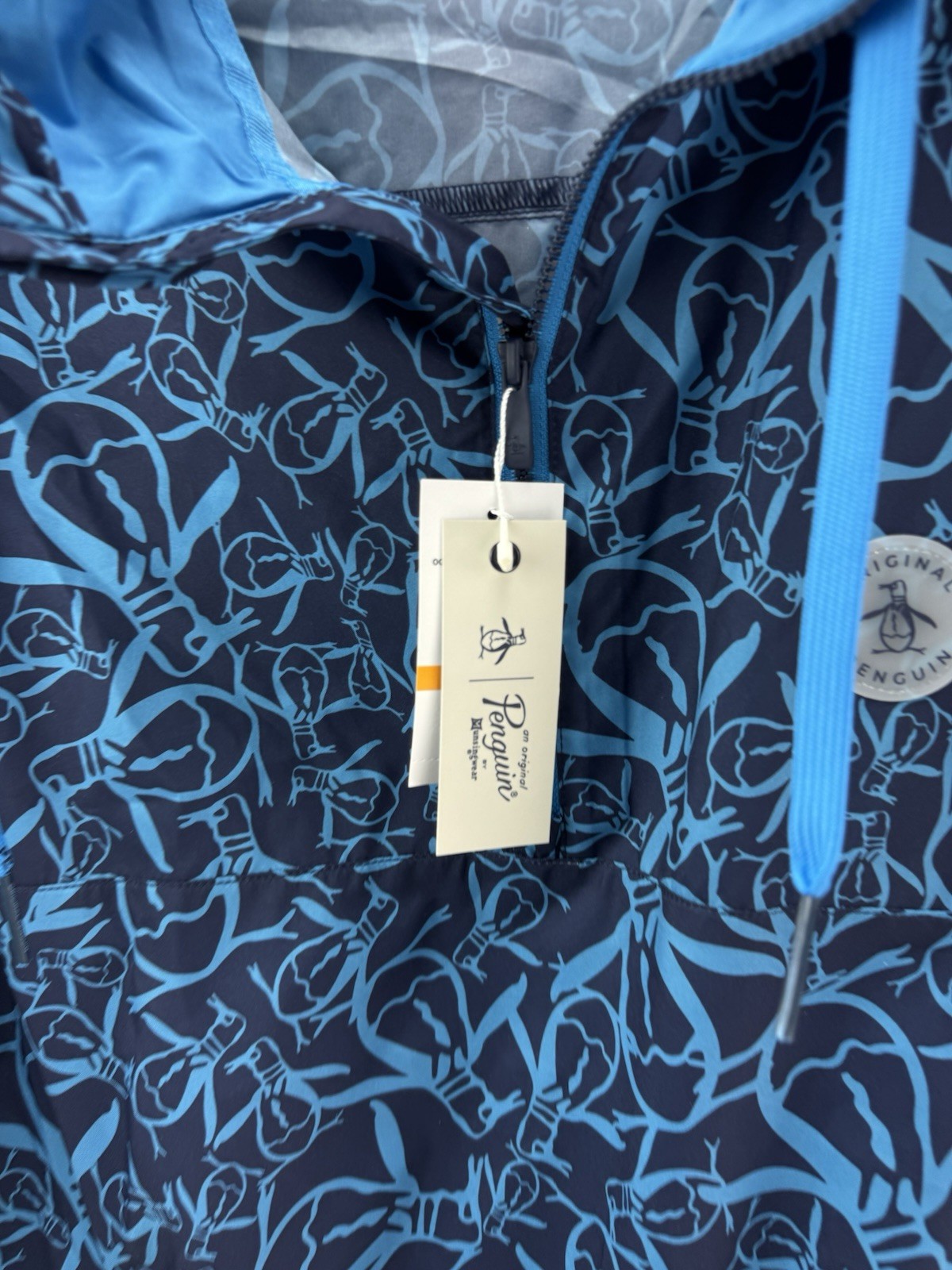 Penguin Golf Trademark Printed Wind Jacket 1/4 Zip Pullover UK Small /New /252456
