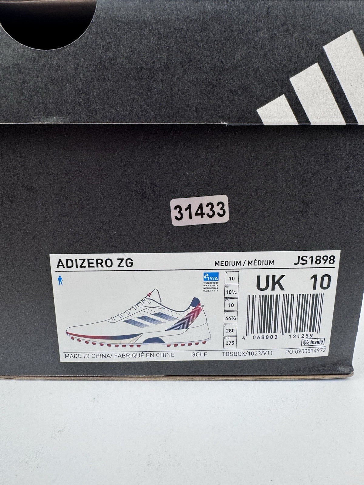 Adidas Adizero ZG Golf Shoes Men's UK Size 10 White Blue Red Spikes/3143313