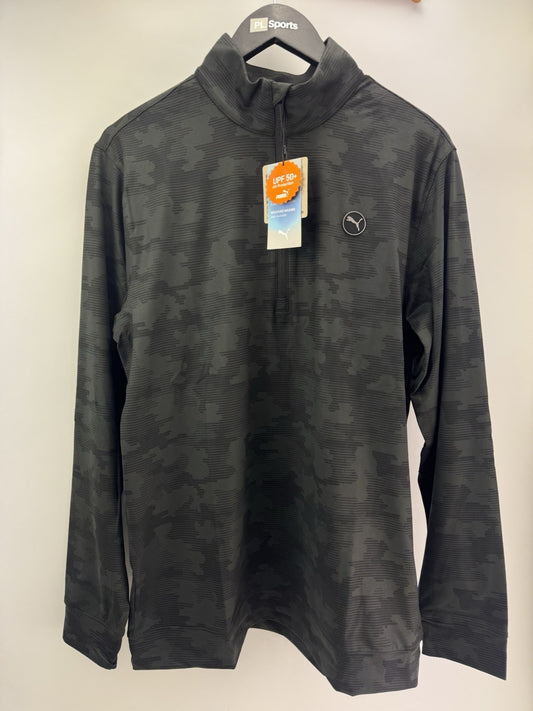 Puma Golf 1/4 Zip Cloudspun Pullover Camo Mens Size UK Medium /Black /New /308180