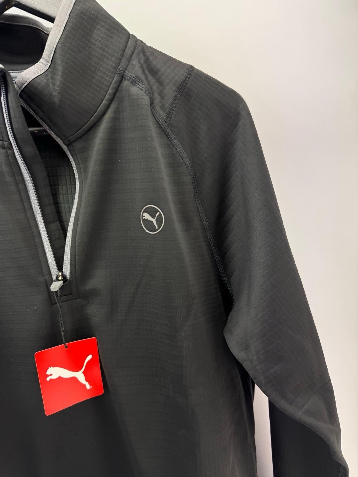 Puma Golf Mens Pullover Waffle Fleece 1/4 Zip UK Medium /Black /New / 306514