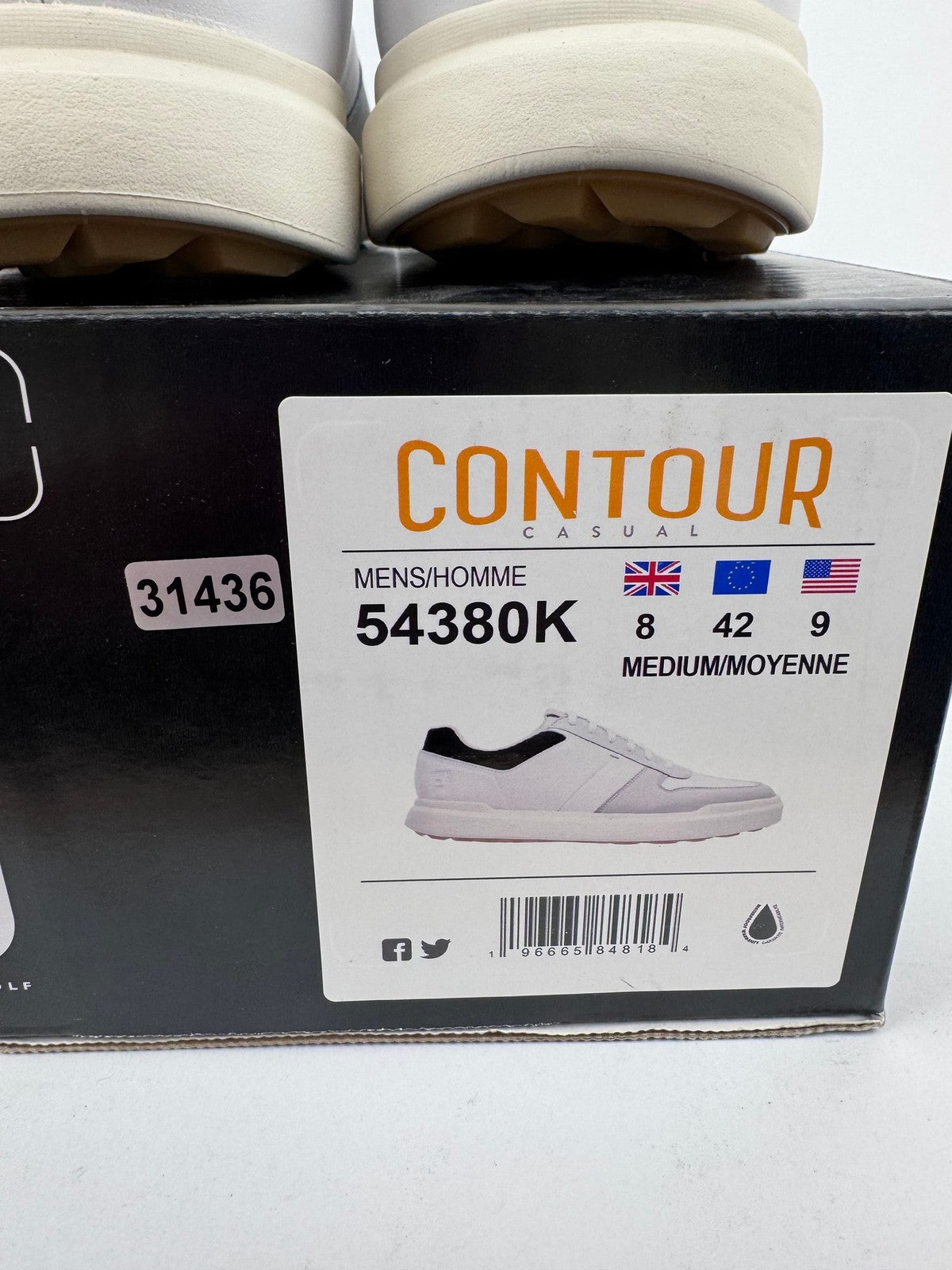 FootJoy Casual Spikeless Golf Shoes Men's Size UK 8 White Grey Leather/314347