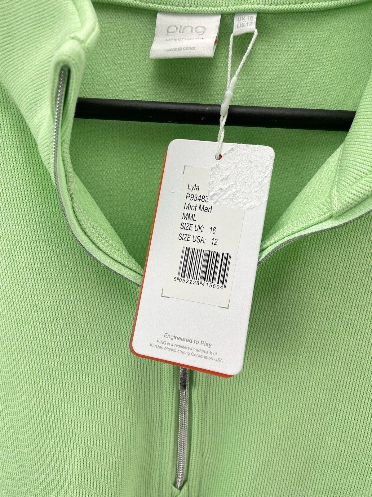 Ping Golf Ladies Pullover Lyla Size UK 16 1/2 Zip /Green /New /280996