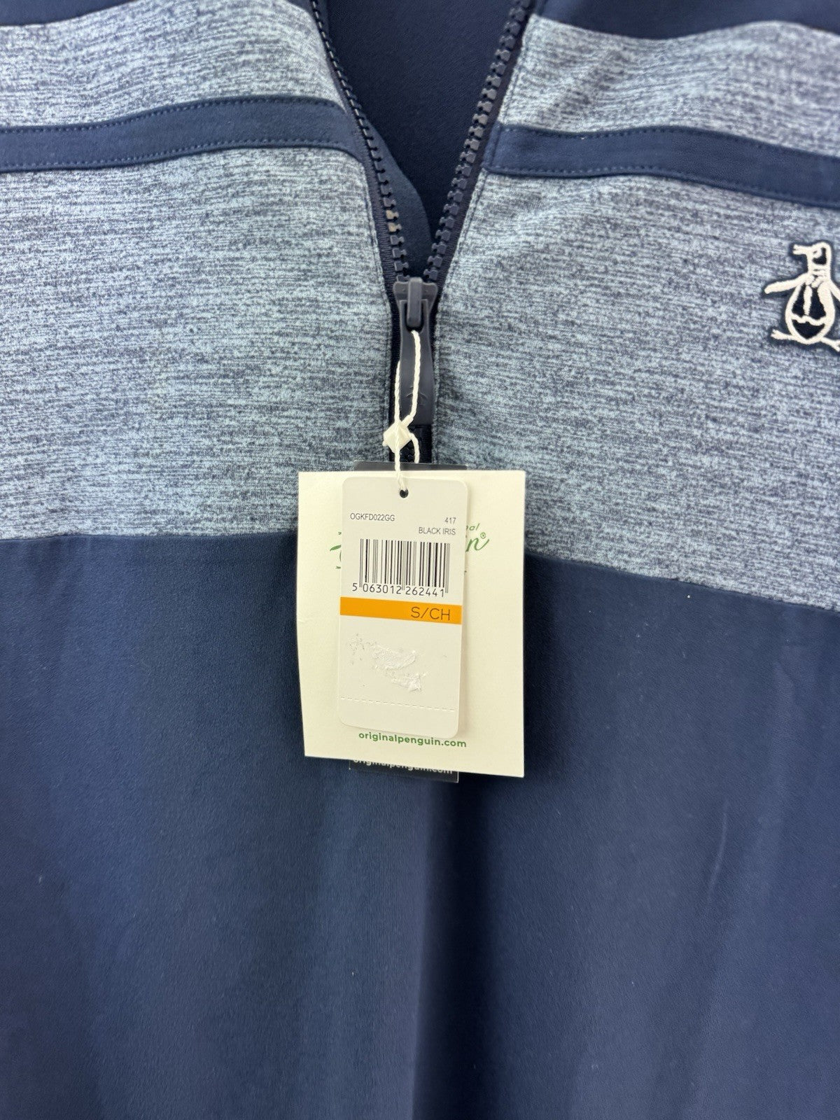 Original Penguin Pullover Colour Block 1/4 Zip UK Small /Navy /New /237226