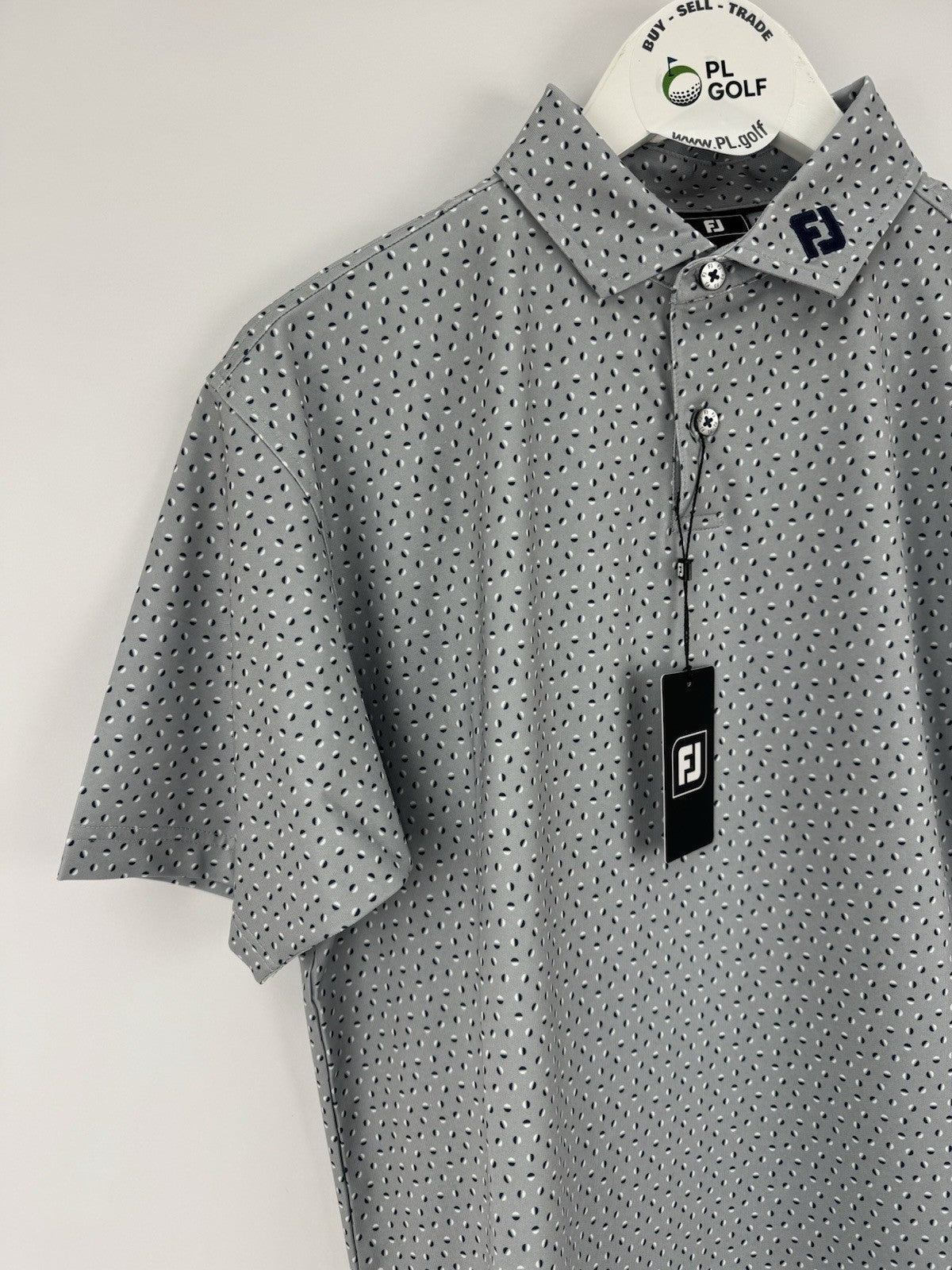 FootJoy Men’s Bounce Print Pique Polo Shirt Size Medium Grey/330071