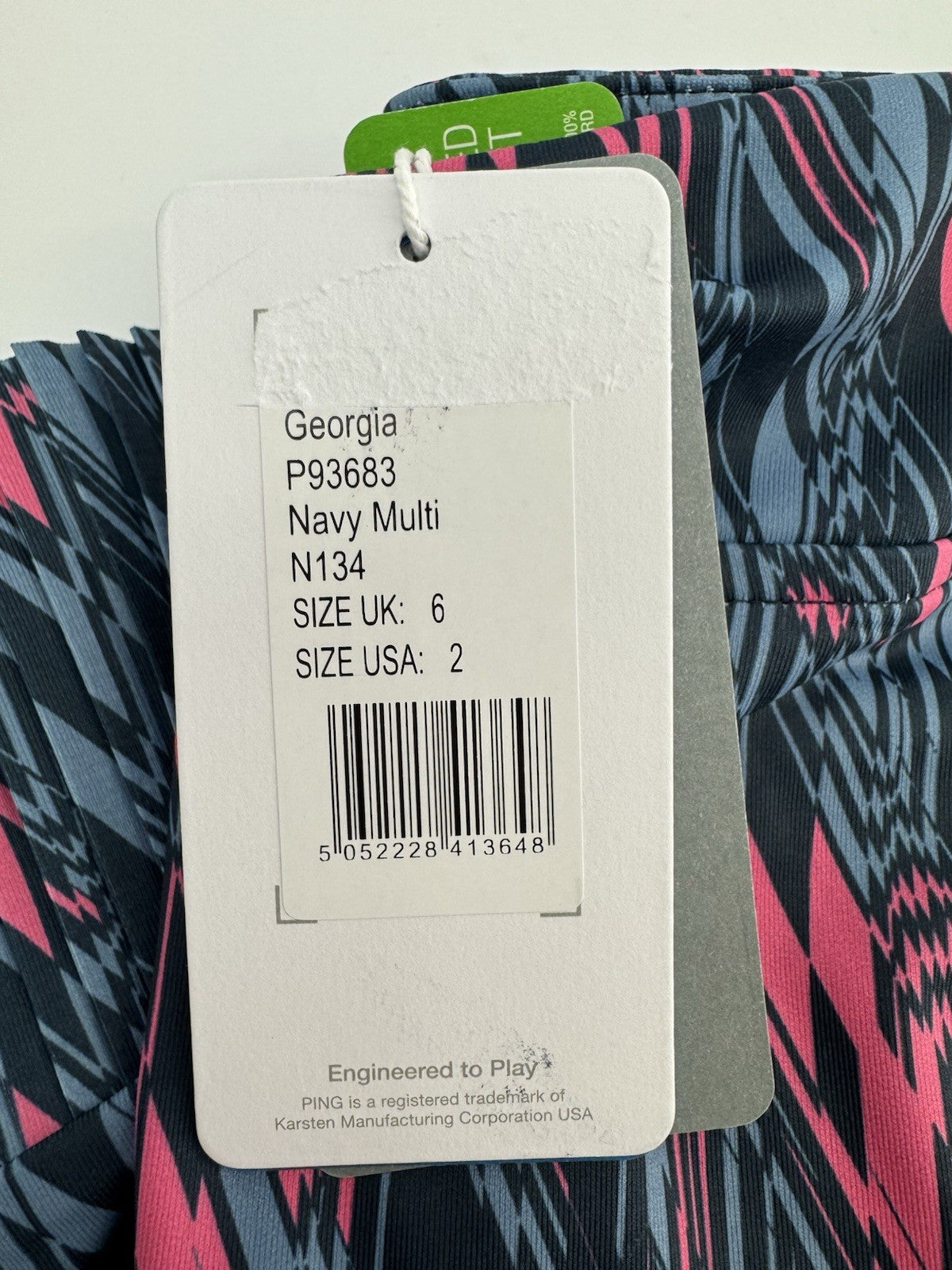 Ping Georgia Ladies Golf Skort UK Size 6/ Pleated/  Navy Multi/ Brand New/ 309202