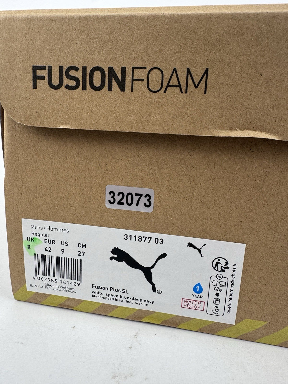 Puma Fusion Plus SL Golf Shoes Men's UK 8 White Deep Navy Waterproof/320737