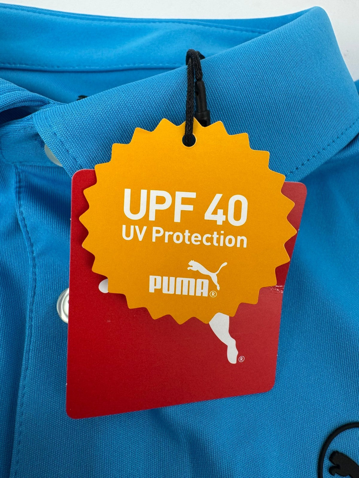 Puma Mens Pure Solid Golf Polo Size Small Aqua Blue UPF 40 UV Protection /352927
