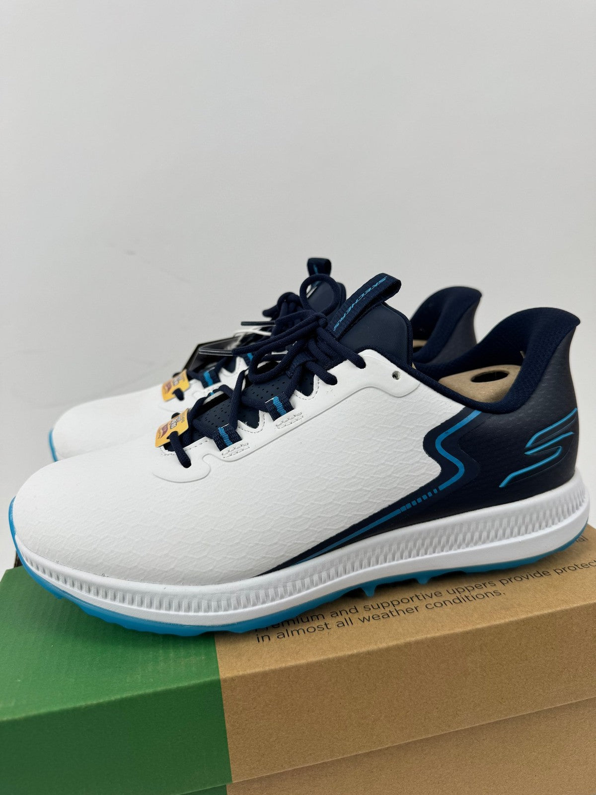 Skechers Go Golf Elite 6 Golf Shoes Men's Size UK 7 White Navy Waterproof/349893