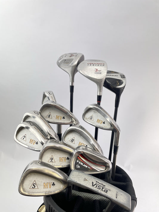 Mens Golf Package Set 13 Clubs Regular Flex /Right /New Grips /Cart Bag /289160
