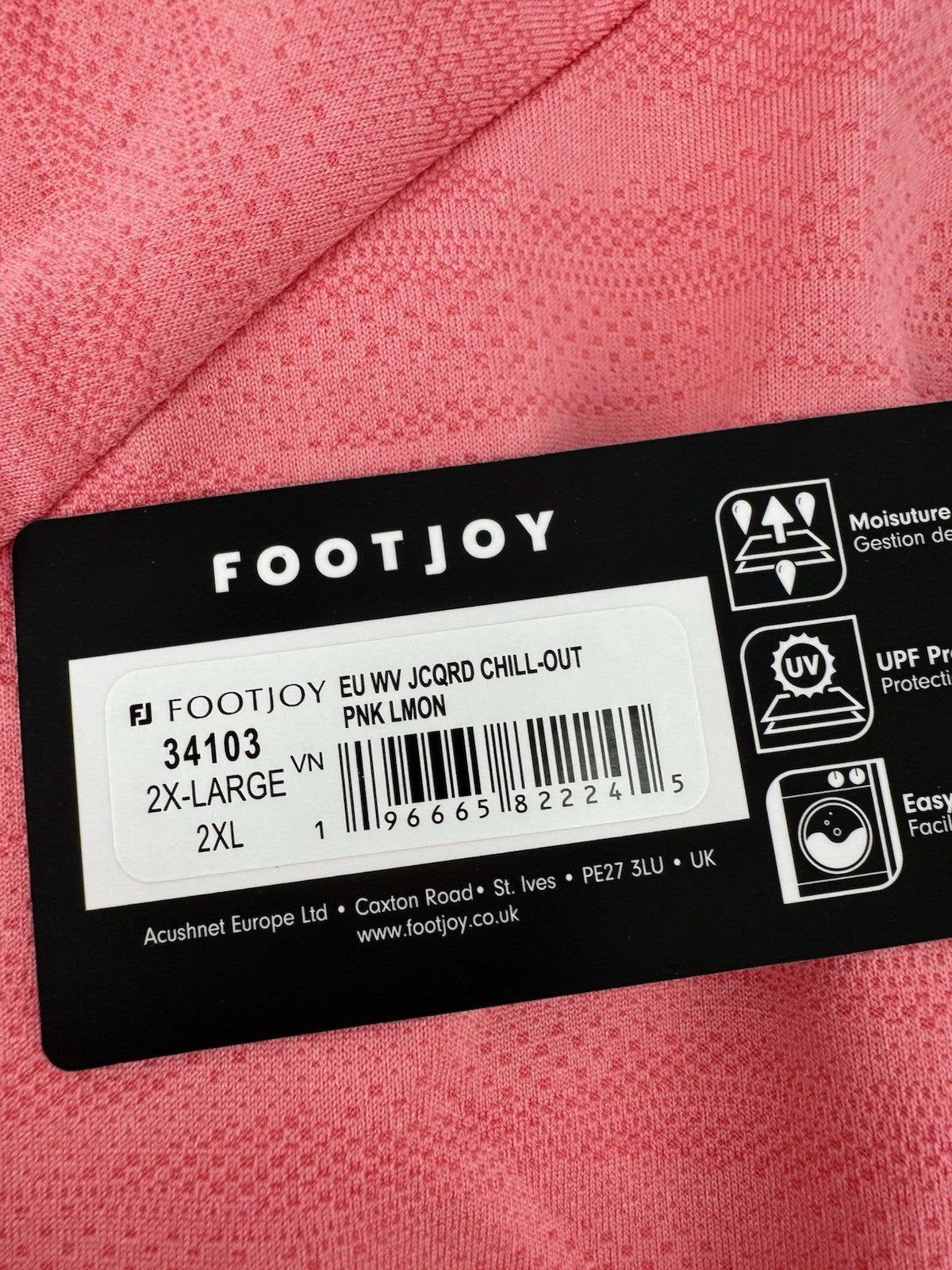FootJoy Golf Wave Jacquard Chill-Out Zip Pullover Men's Size 2XL Pink/3304013