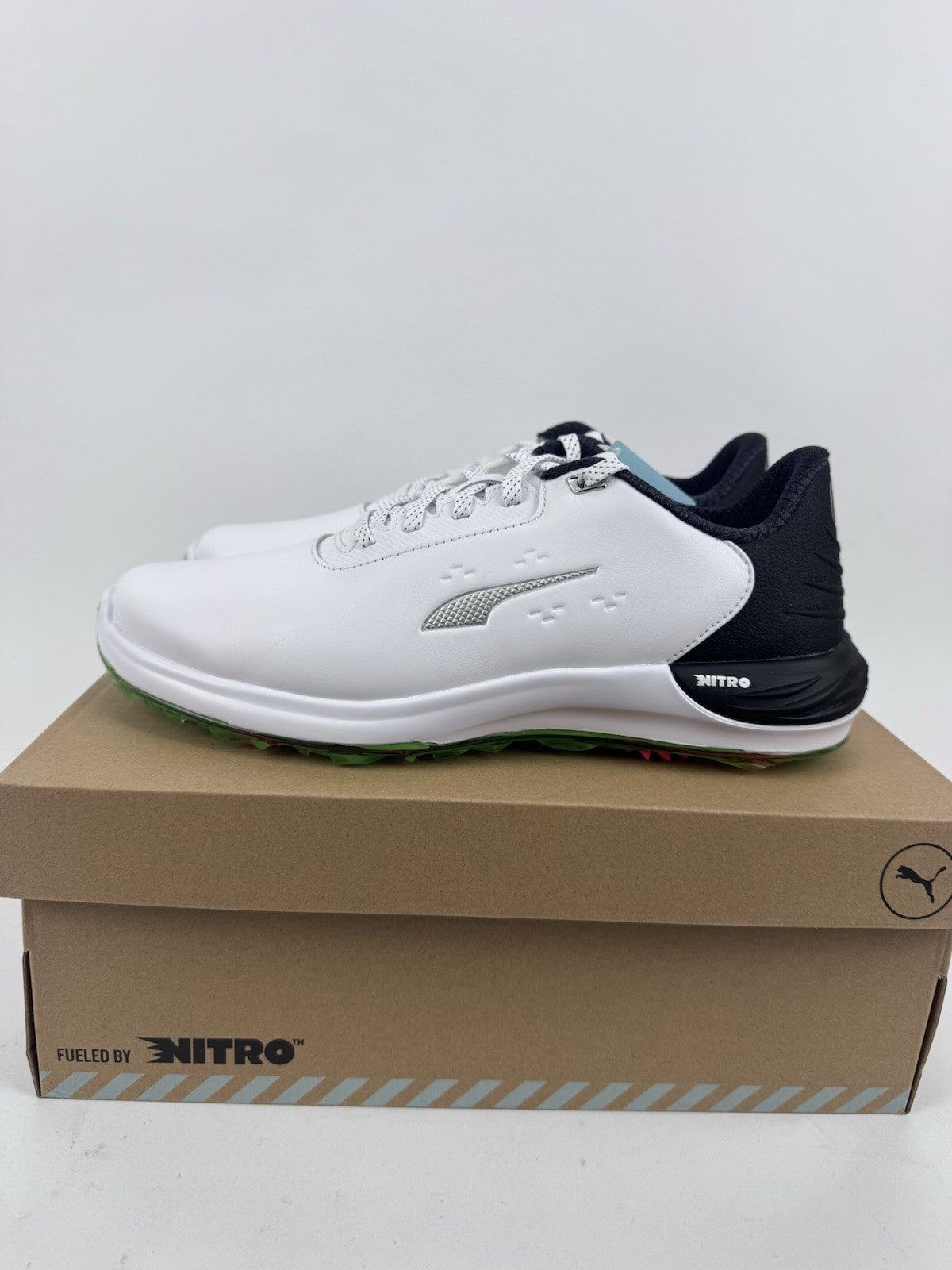 Puma Phantomcat Nitro Men's Golf Shoes Size UK 8 White Black Fluro/320330
