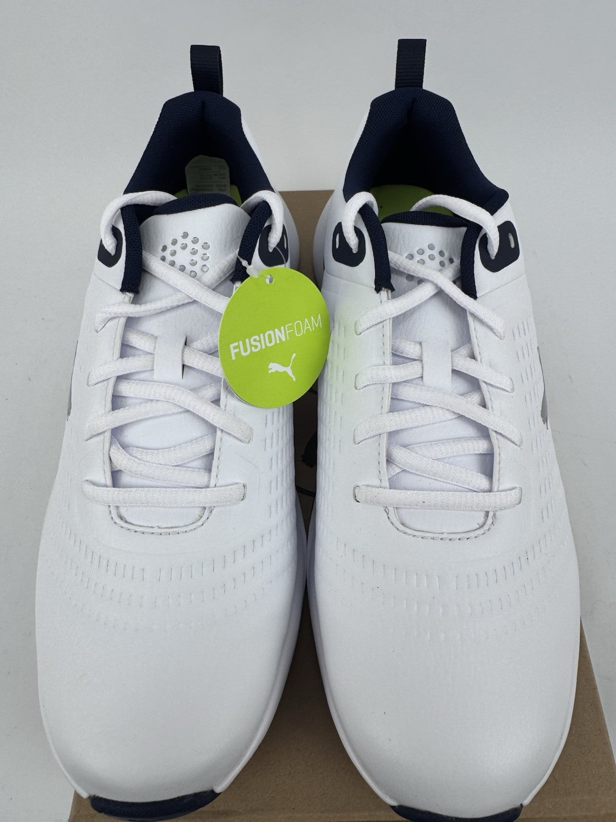 Puma Fusion Plus SL Golf Shoes Men's UK 7.5  White Deep Navy Waterproof/320753