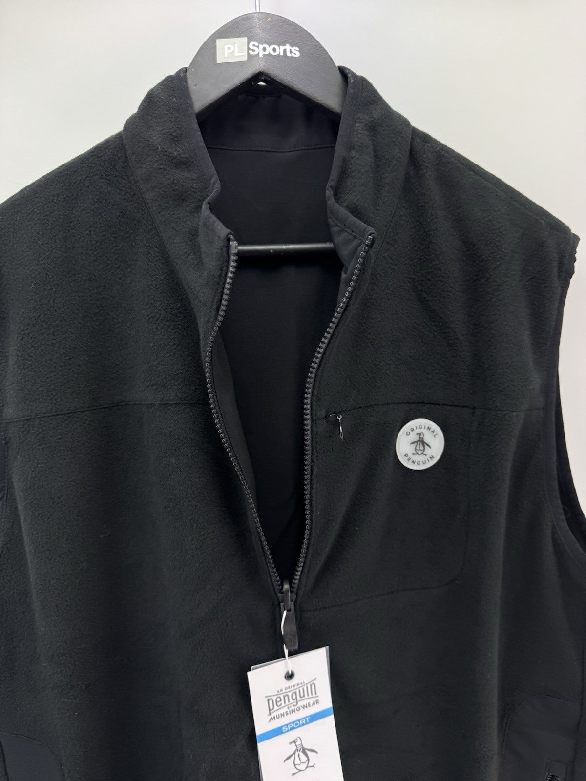 Original Penguin Golf Gilet Vest Reversible UK XL /Fleece /Black /New /305163