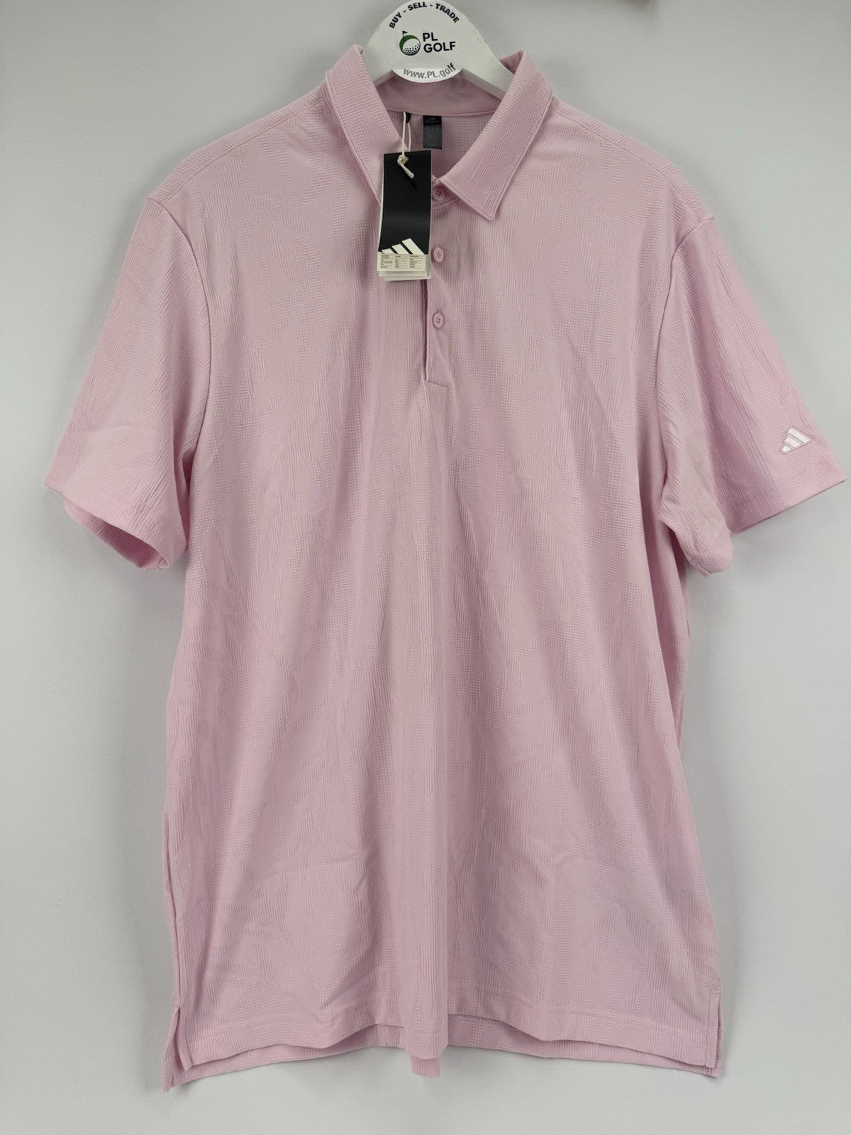 Adidas Go-To Textured Golf Polo Men's Size Large Clear Pink Short Sleeve/329383