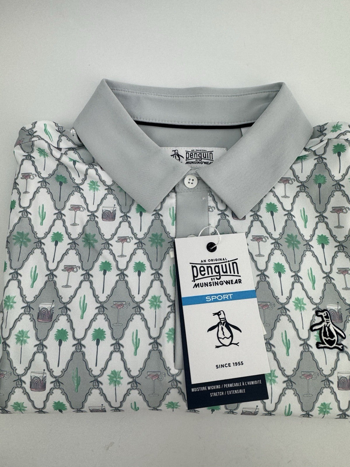 Men’s Original Penguin All Over Cocktail Print Golf Polo Size UK Small/ 311150