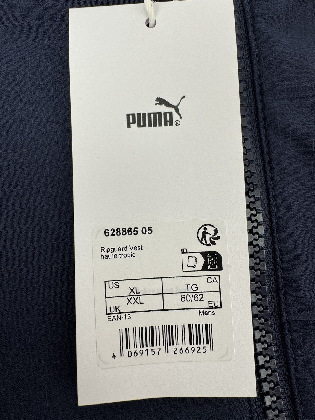 Puma Ripguard Vest Men's XXL Blue Sleeveless Golf Jacket Gilet Lightweight/354058