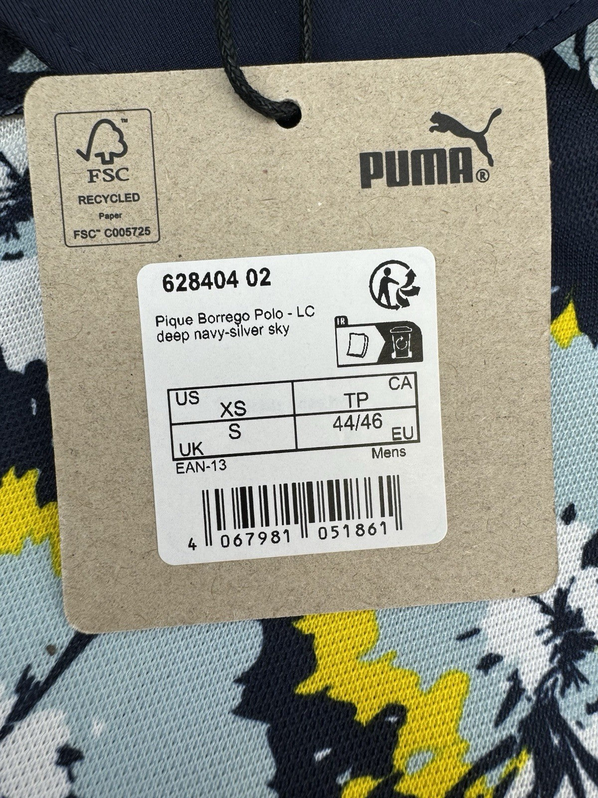 Puma Golf Polo Pique Borrego Mens Size UK Small/Blue Navy Yellow/New /308165