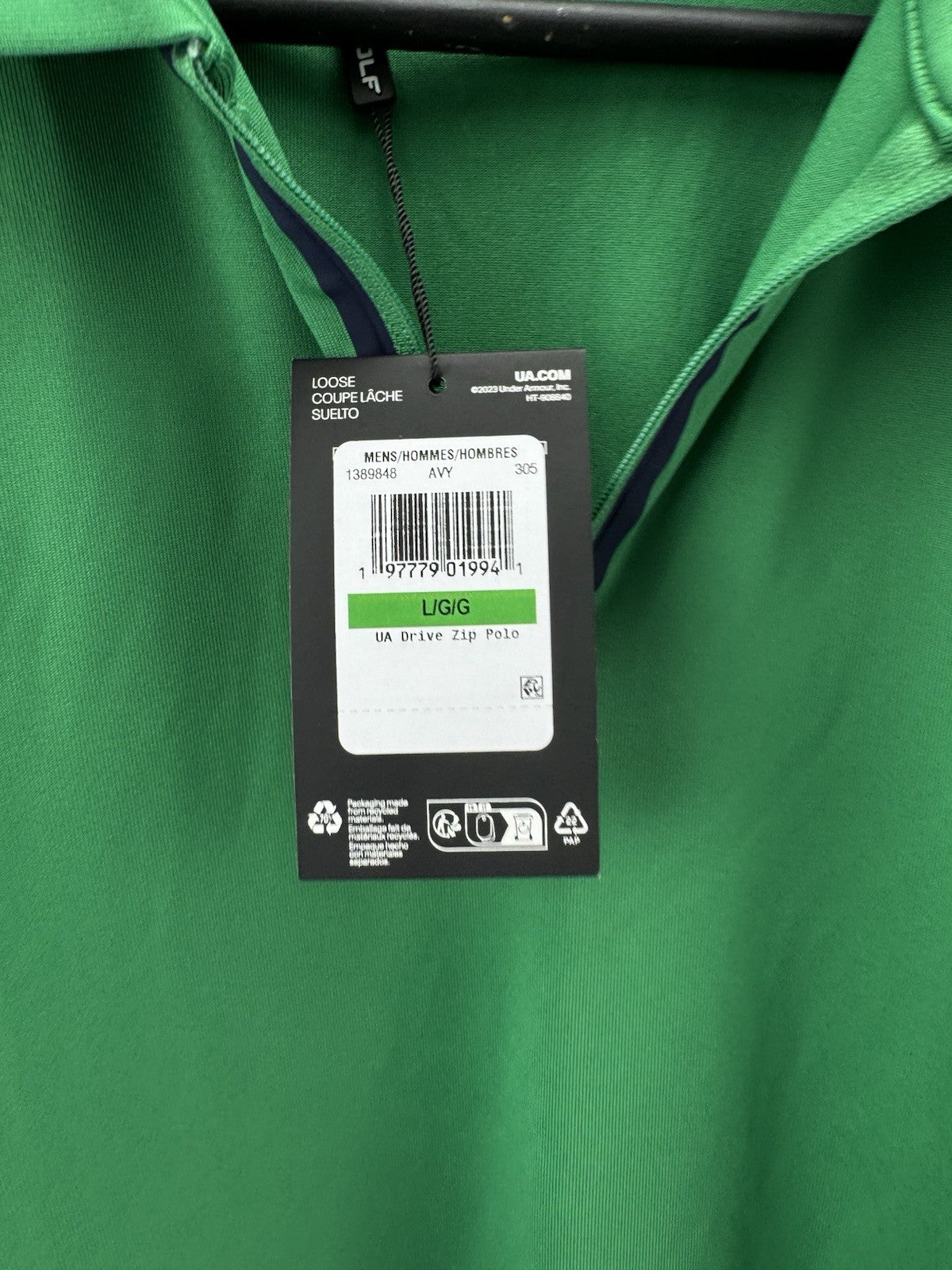 Under Armour Golf Drive Zip Polo Shirt Black UK Large /Green /New /286676
