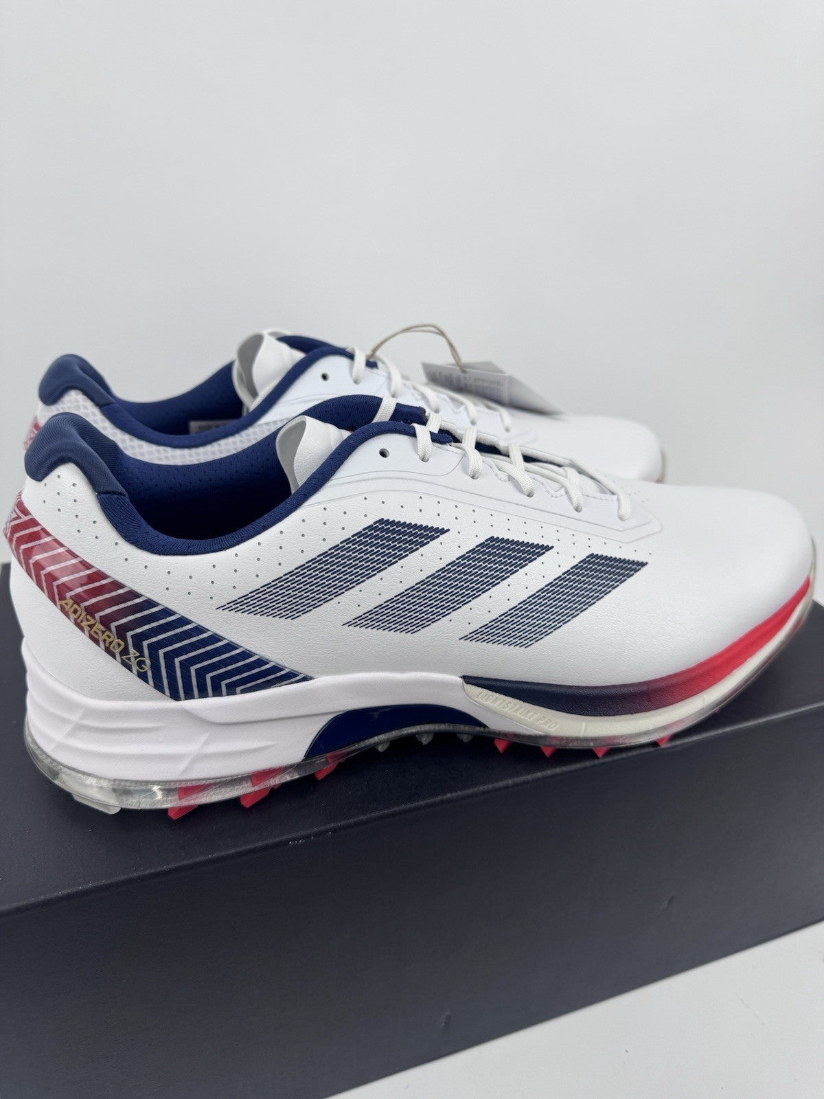 Adidas Adizero ZG Golf Shoes Men's UK Size 10 White Blue Red Spikes/314336