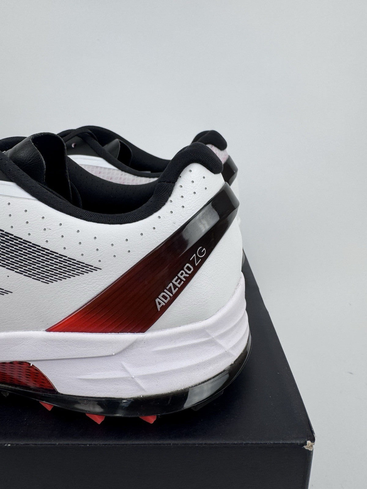 Adidas Adizero ZG Golf Shoes Size Men's UK 10 White Black Red Spikes/314411