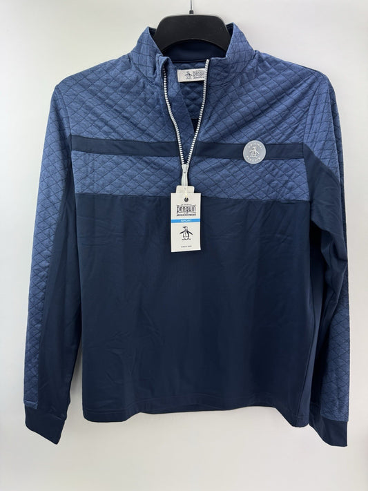 Original Penguin Pullover Heritage Block 1/4 Zip UK Small /Navy /New /252160