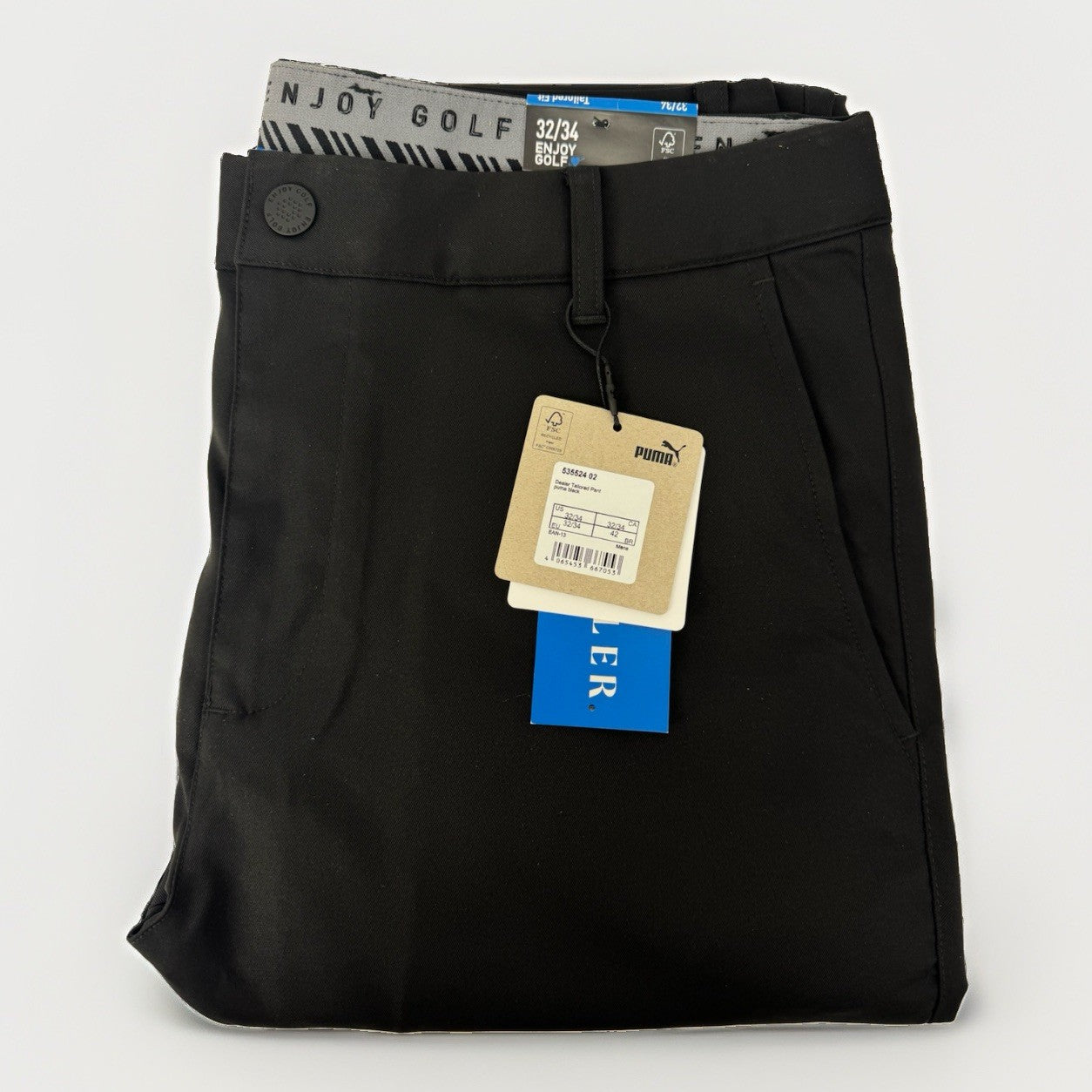 Puma Dealer Tailored Fit Trousers Men's Size 32/34 Black Golf Pants/353940