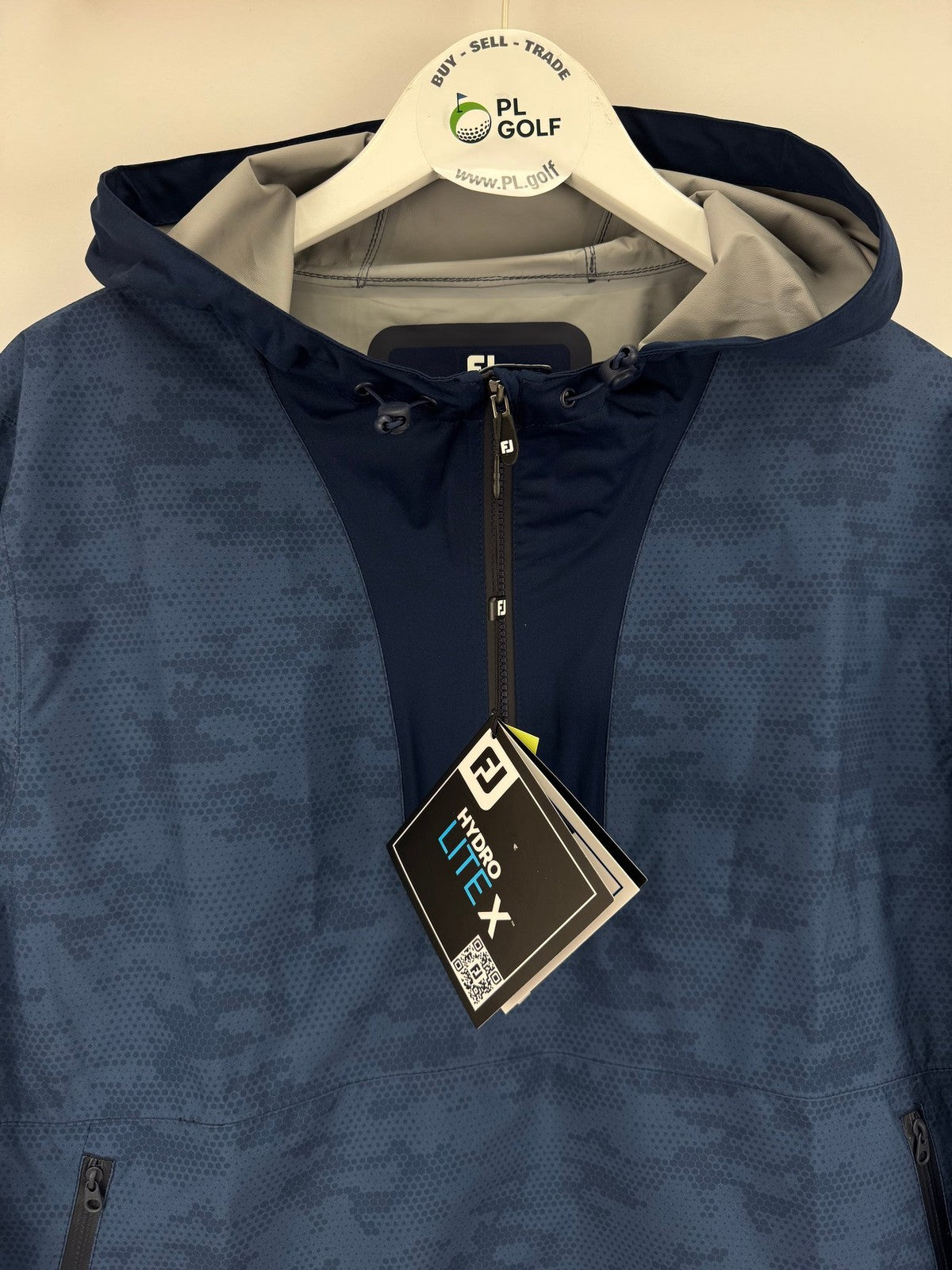 FootJoy HydroLite X Waterproof Hoodie Jacket Size Medium Navy Camo/336222