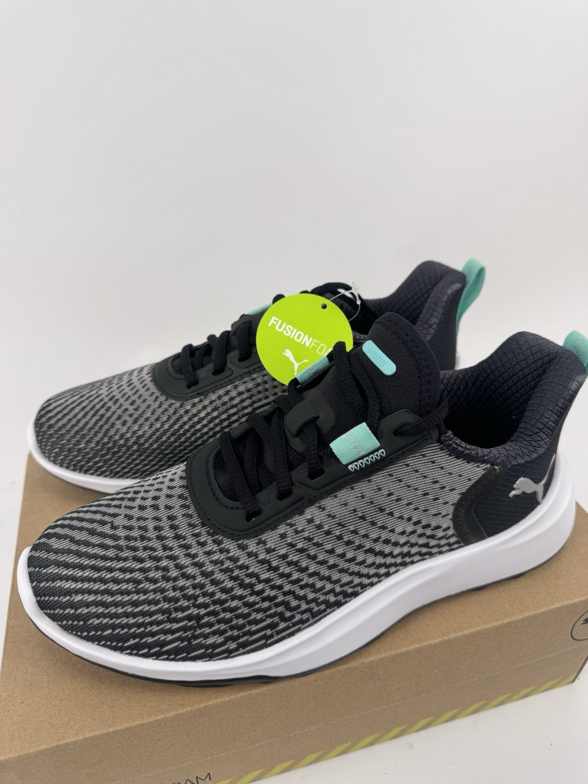 Puma Fusion Crush Sport Women's Trainers Size UK 4 Black Mint Breathable/323283