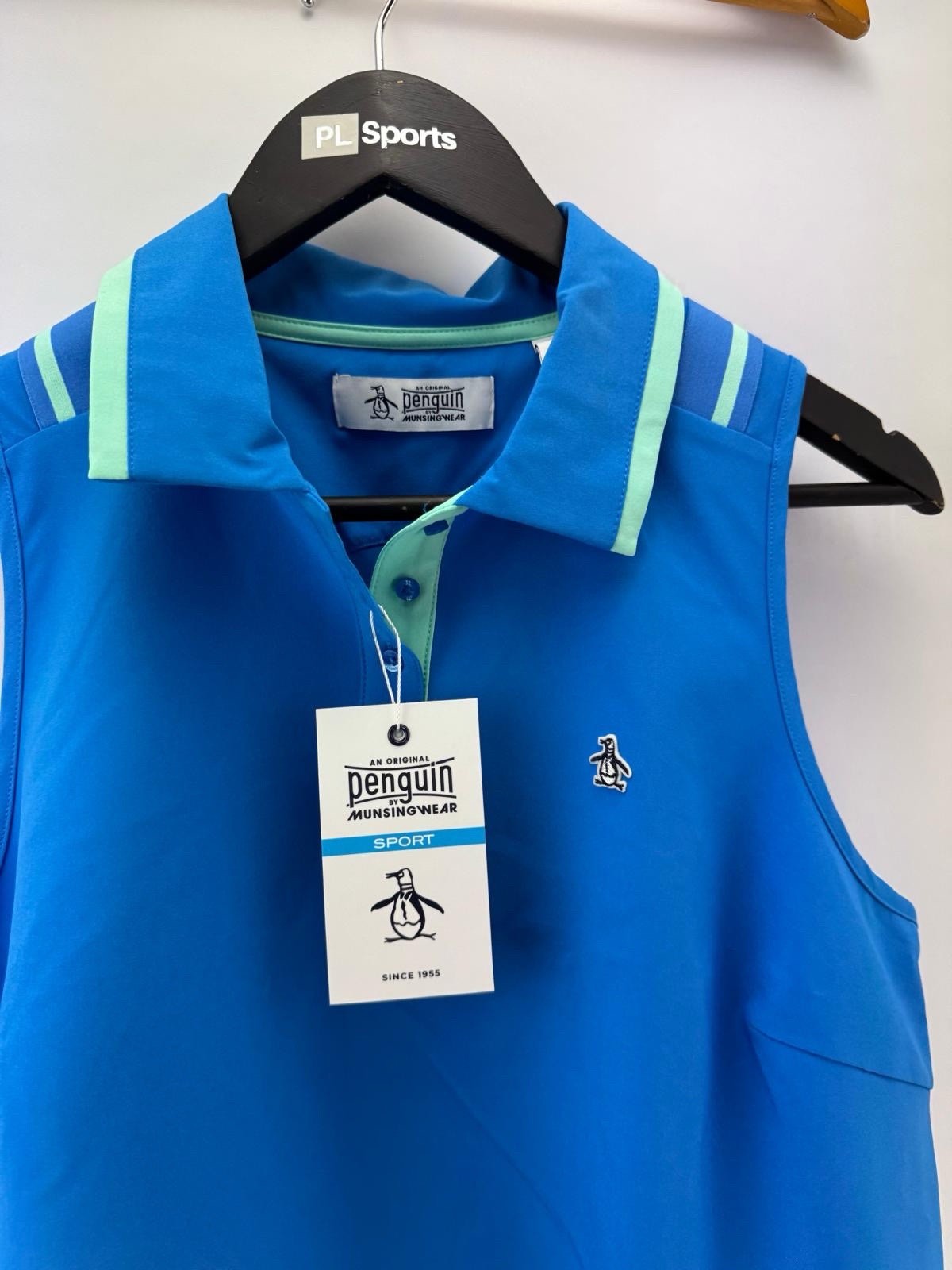 Womens Original Penguin Golf Sleeveless Collar Vest Blue Size Medium New /306503