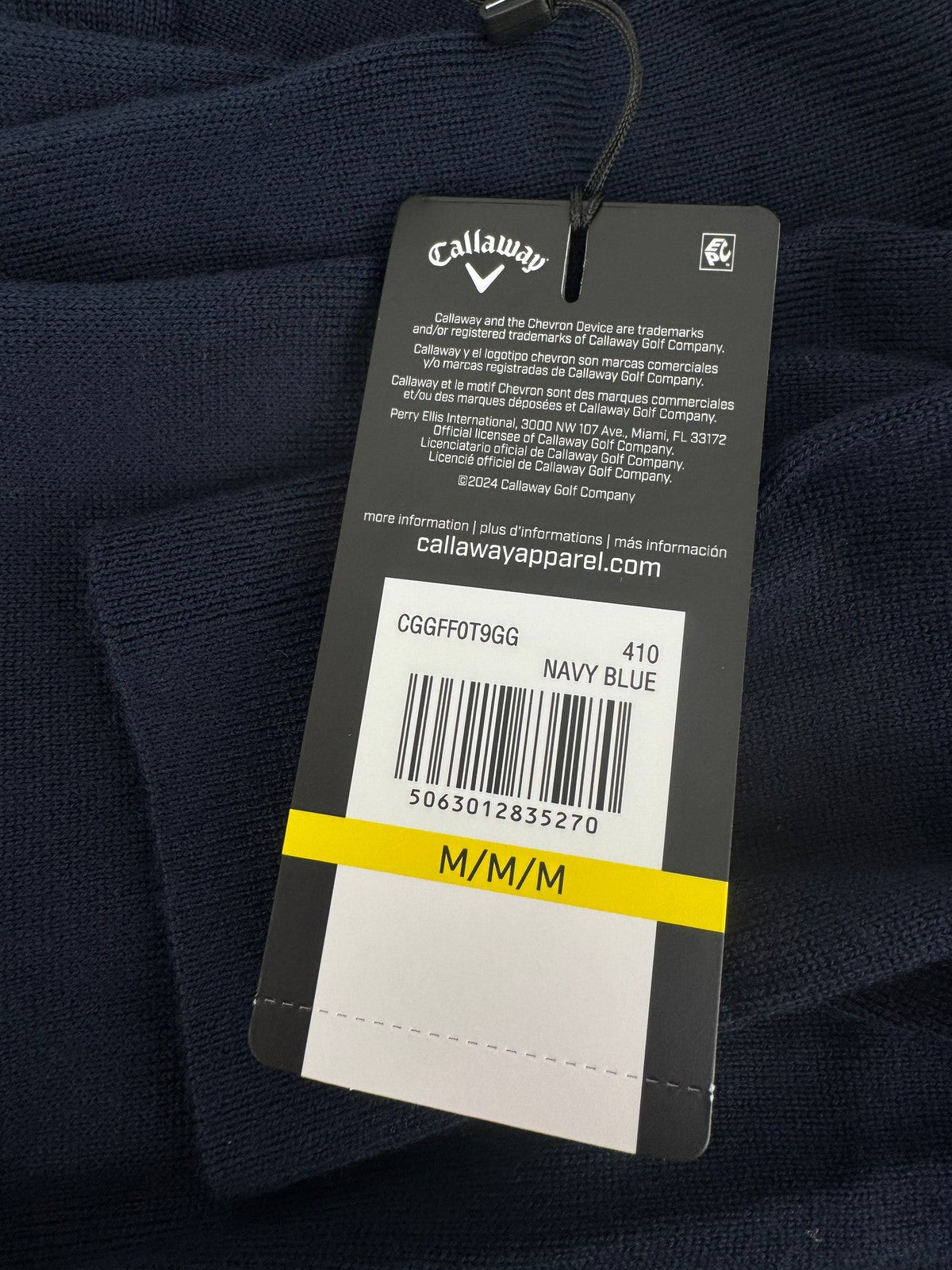 Men’s Callaway Odyssey Weather Series Golf Merino Mix Jumper Size M Navy /323958