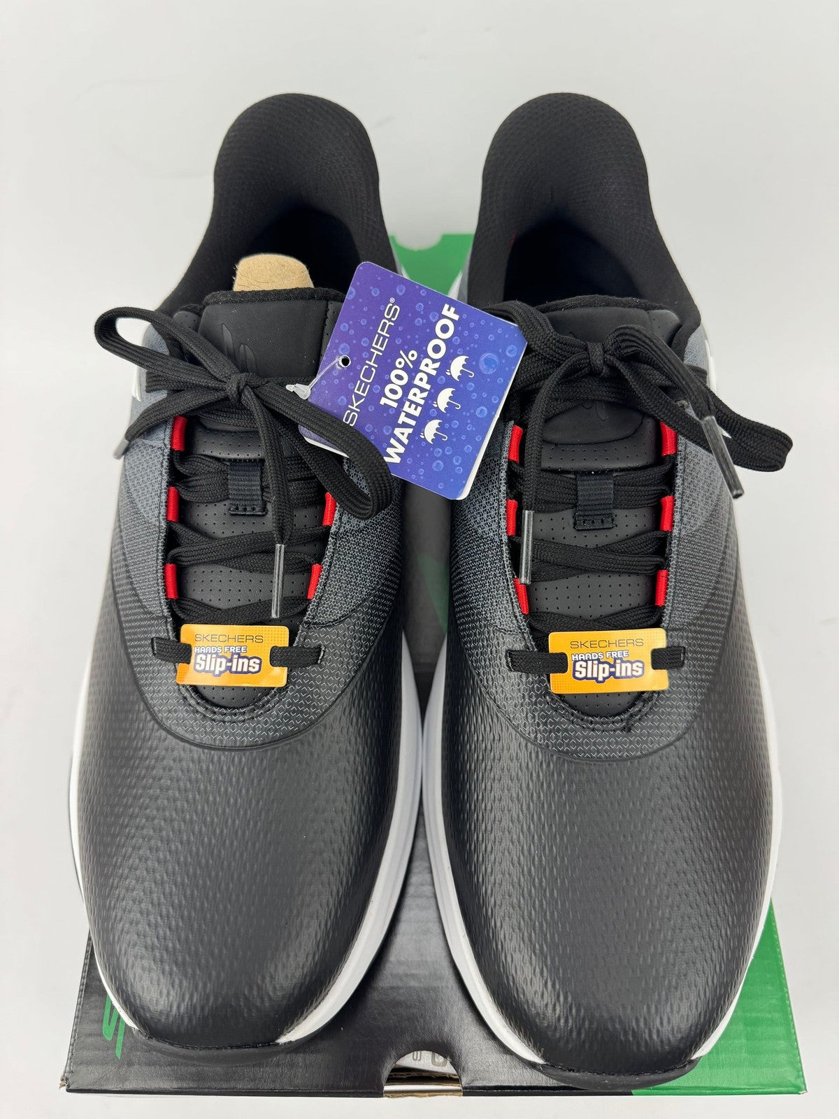 Skechers Flow Slip Ins Golf Shoes Men's UK 9.5 Black Waterproof Comfort/349663