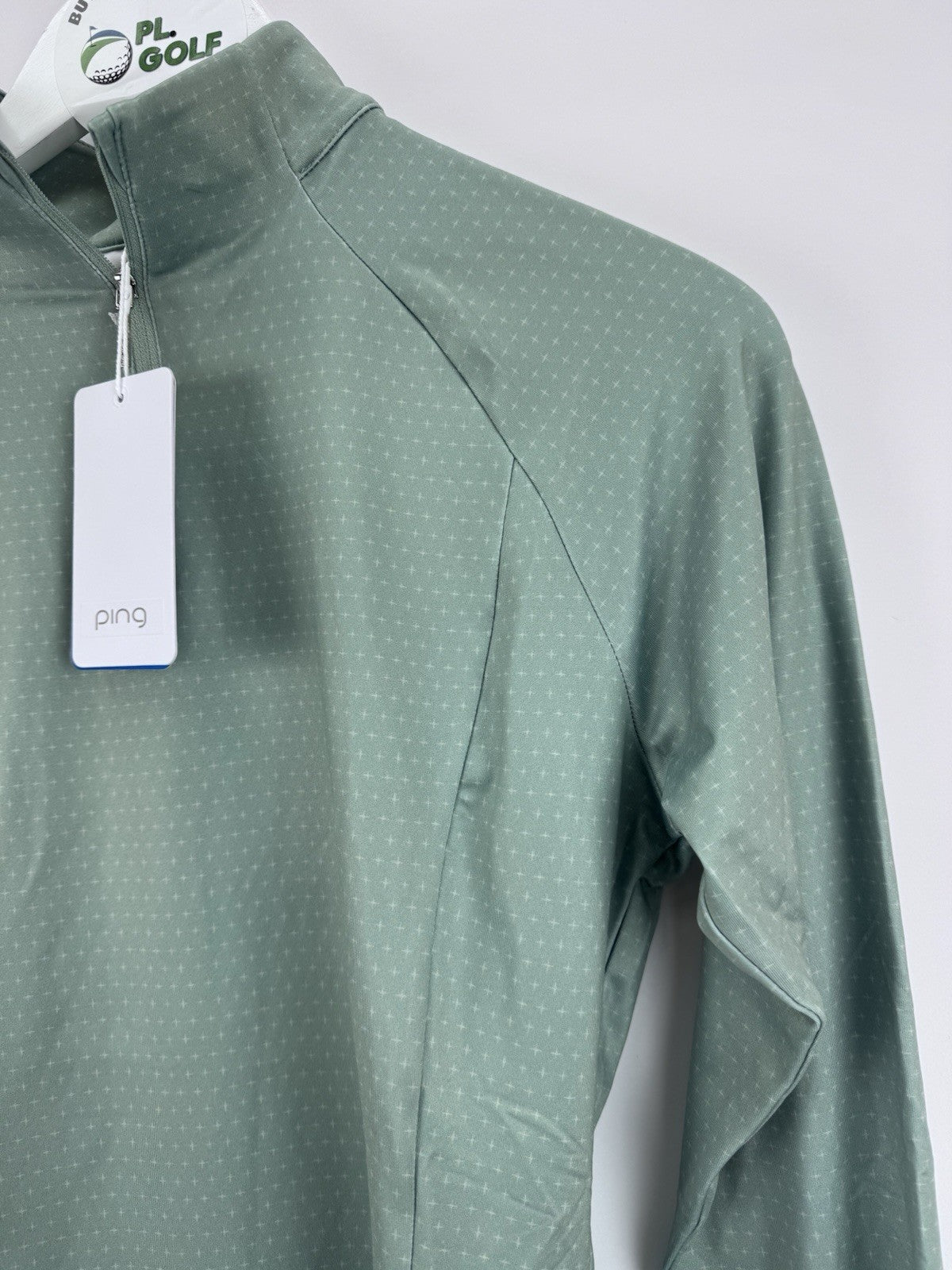 Ping Jasmine Golf Jumper Women's UK Size 10 Green Multi Long Sleeve Zip Up/315162