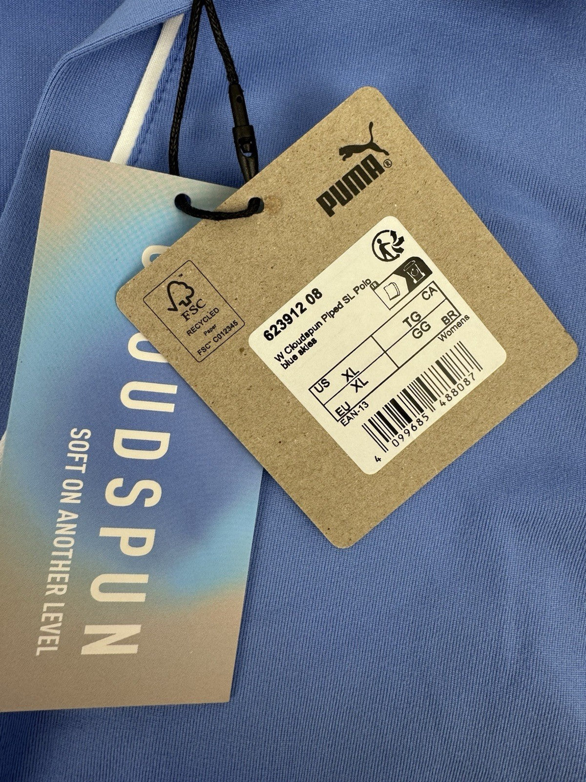 Women’s Puma Cloudspun Piped Sleeveless Golf Polo Size XL Blue Skies/ 318088