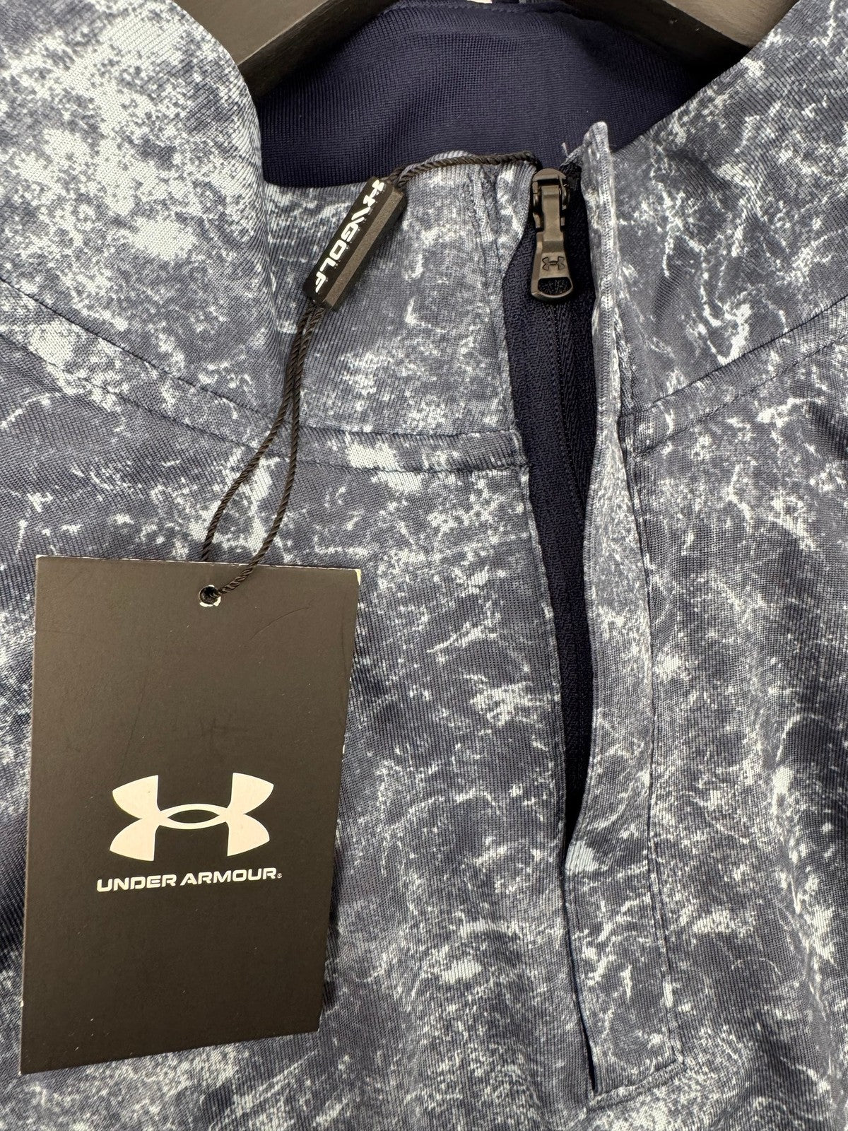 Mens Under Armour Playoff Printed 1/4 Zip Size Large Navy Lightweight/352915