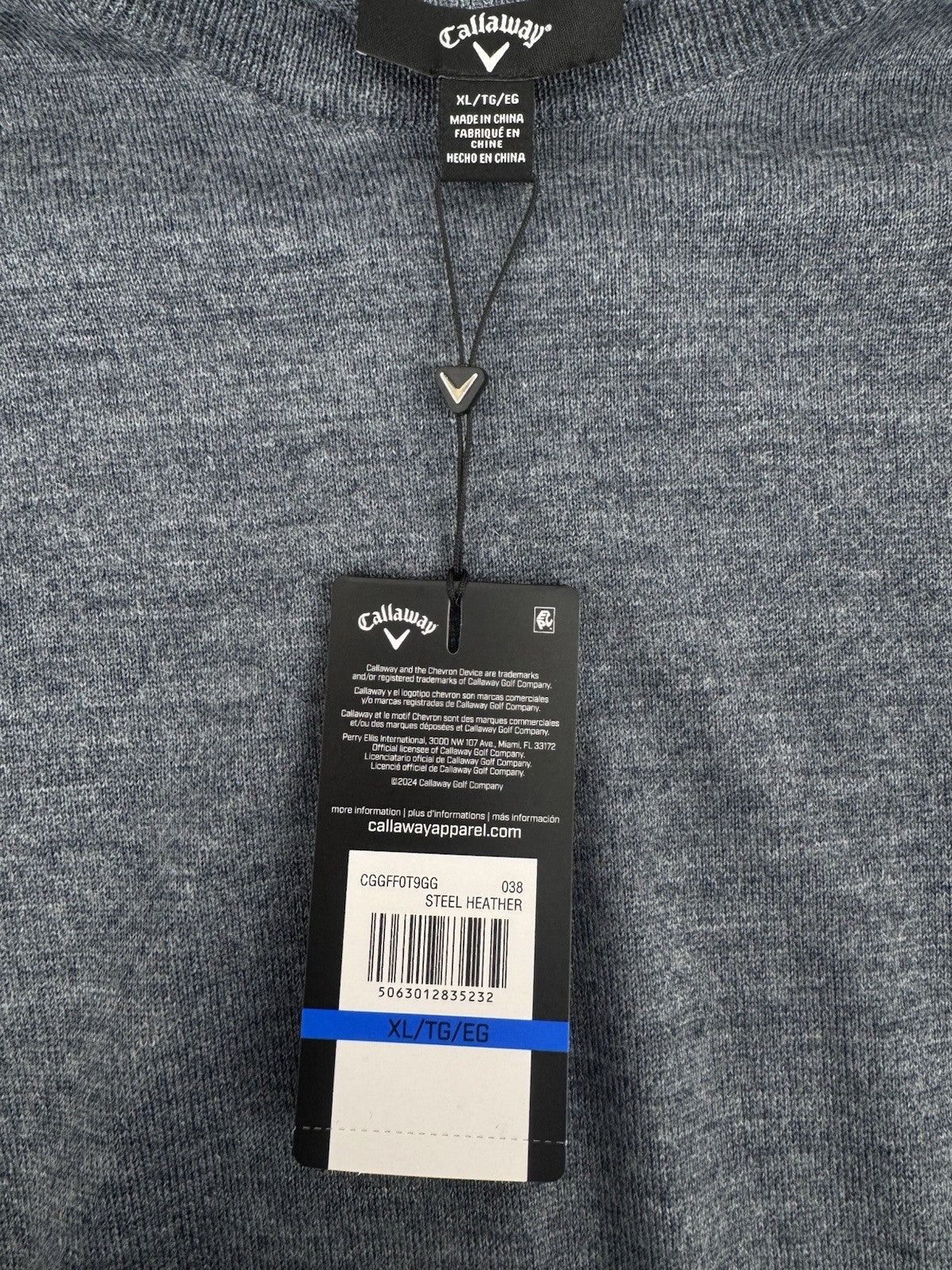 Men’s Callaway Odyssey Golf Merino Mix Jumper Size XL Steel Heather /323987