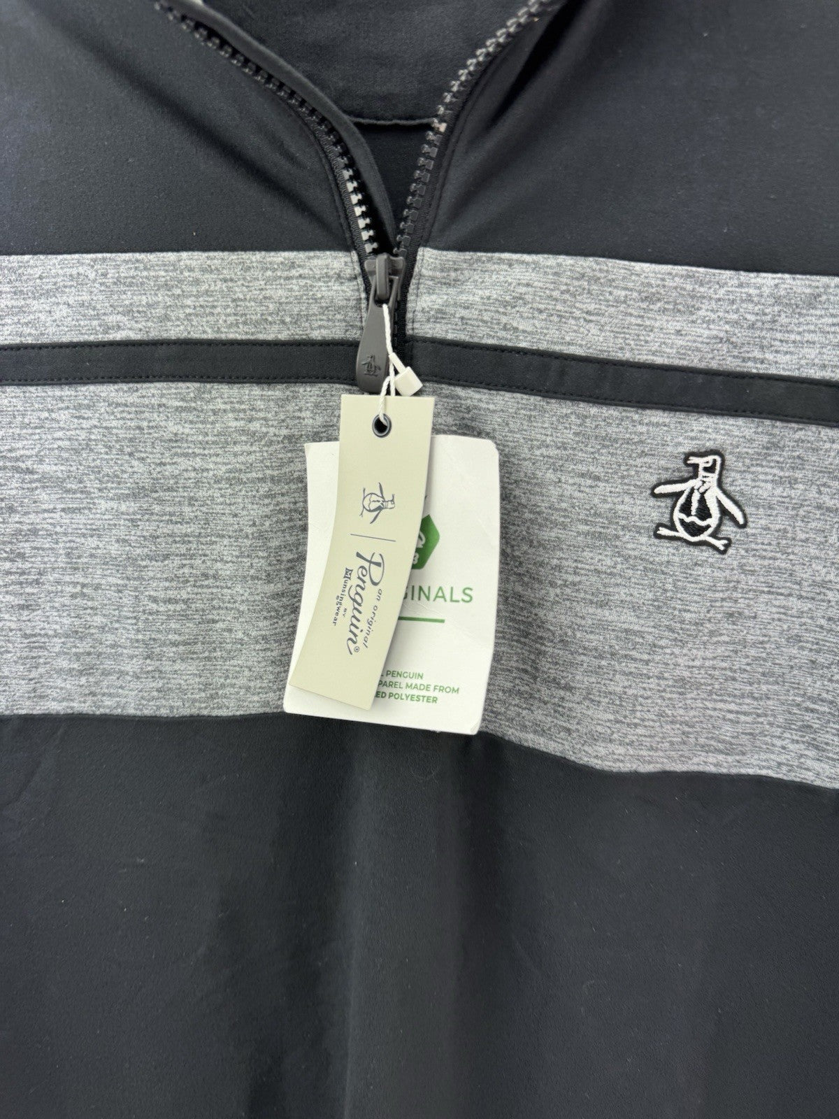 Original Penguin Pullover Colour Block 1/4 Zip UK Small /Black /New /252586
