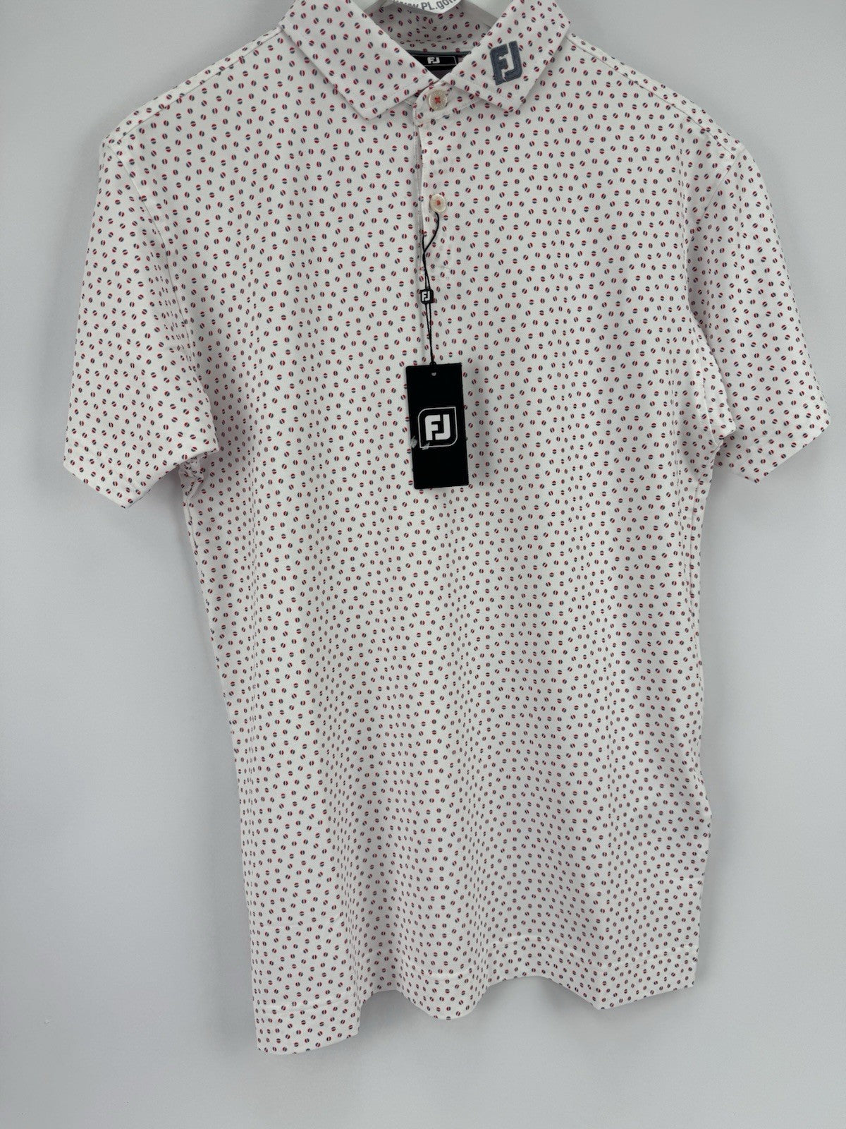 FootJoy Mens Bounce Print Pique Polo Shirt Size Small White Hibiscus Flint/330485