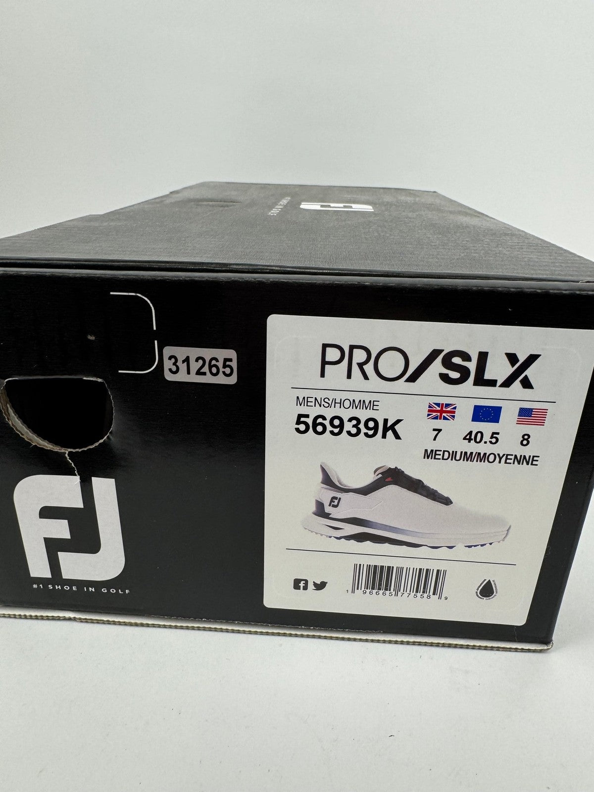 FootJoy PRO/SLX Golf Shoes Men's Size UK 7 White Navy Ortholite/312659