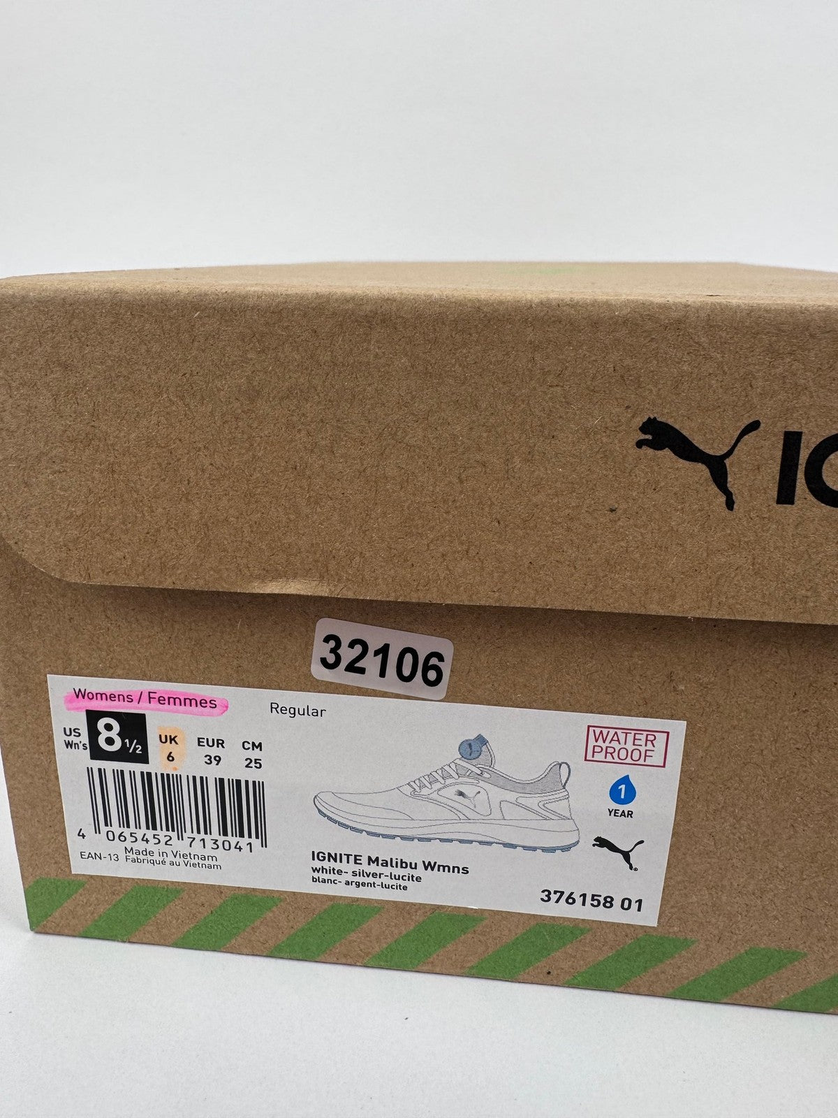 Puma Ignite Malibu Women's Golf Shoes Size UK 6 White Silver/321068
