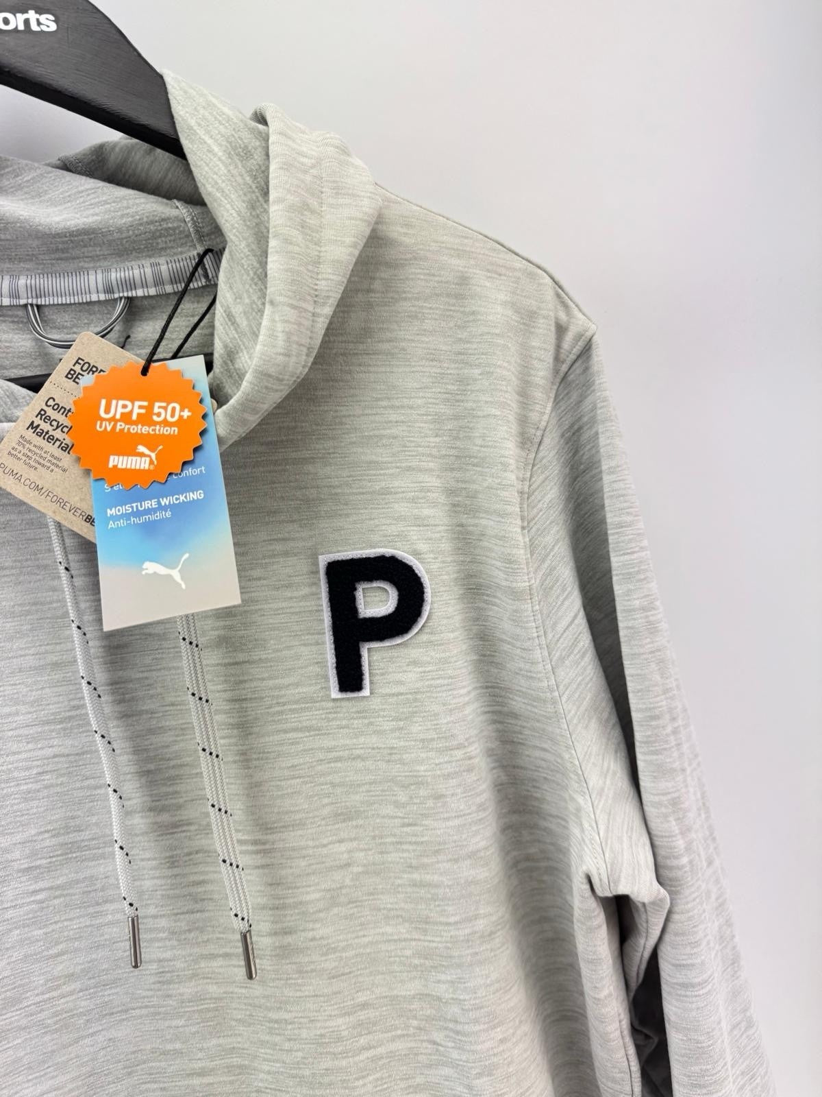Puma Golf Hoodie Cloudspun Patch Mens UK Small /Grey /New / 307684