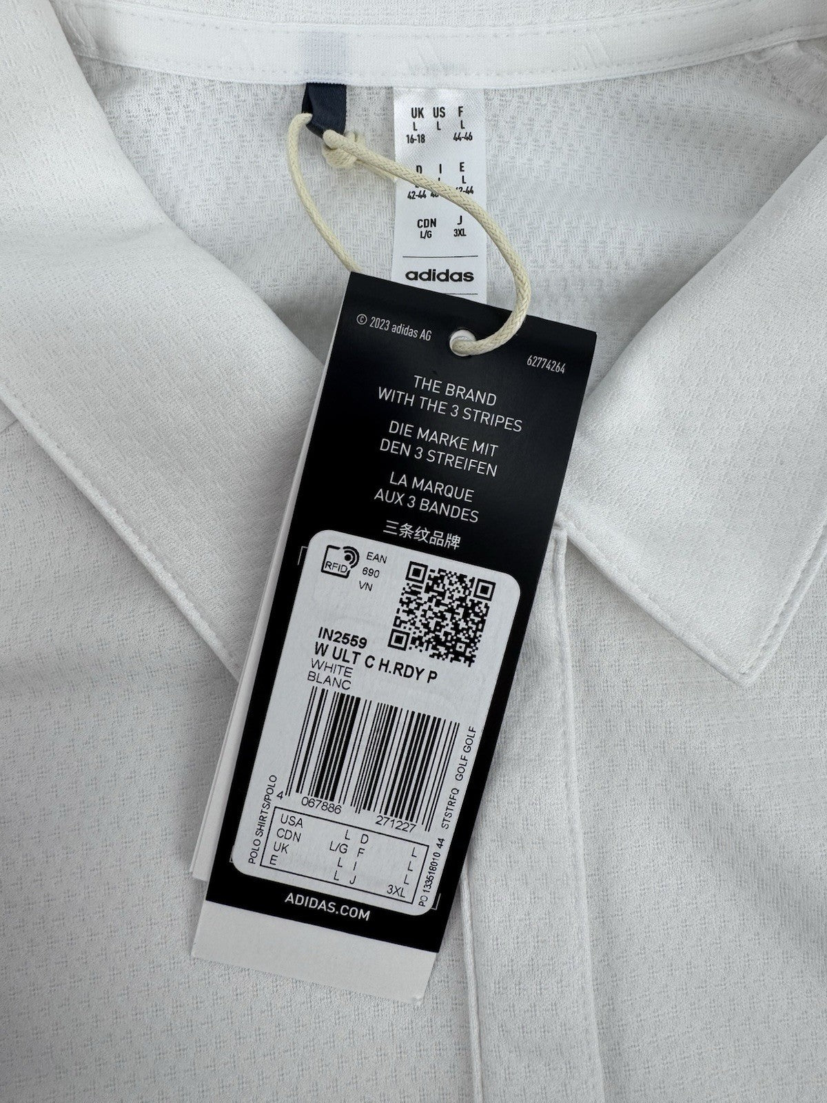 adidas Women’s Ultimate365 HEAT.RDY White Golf Polo Shirt Size Large/ 318017