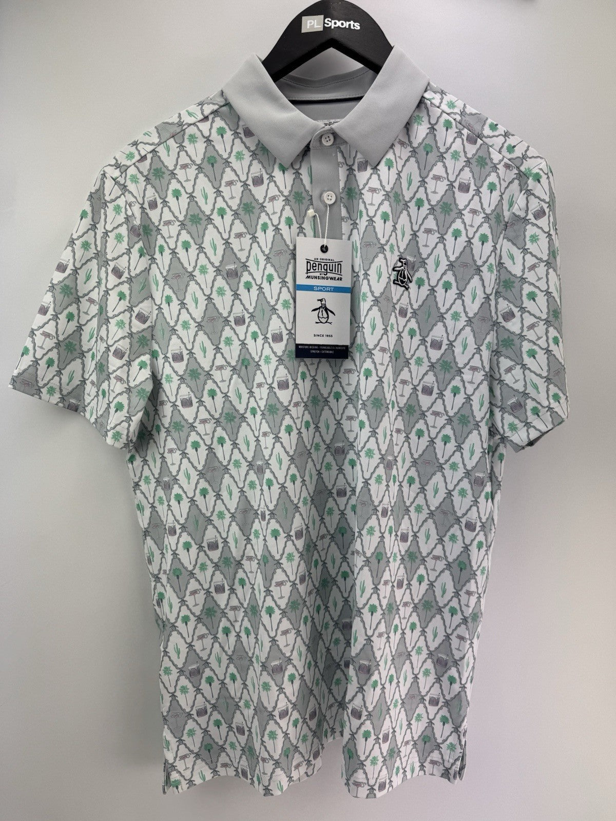Men’s Original Penguin All Over Cocktail Print Golf Polo Size UK Small/ 311151