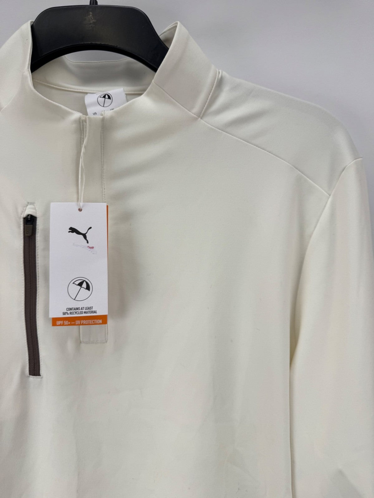 Puma X AP Cloudspun Tech 1/4 Zip Men's Pullover Size XL Warm White/365082