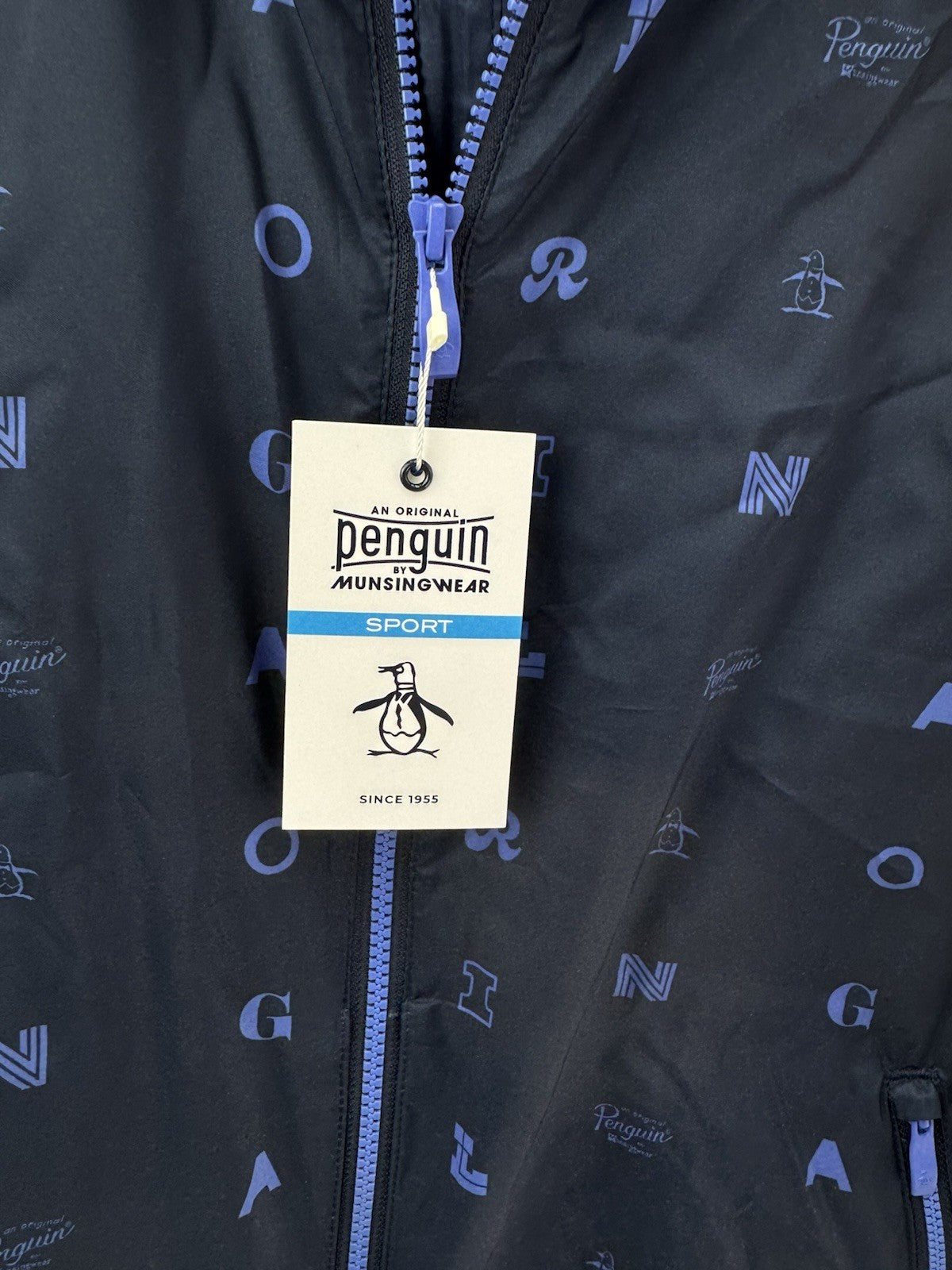 Penguin Original Golf Wind Jacket Logo Print Hood Lightweight UK XL /New /252197