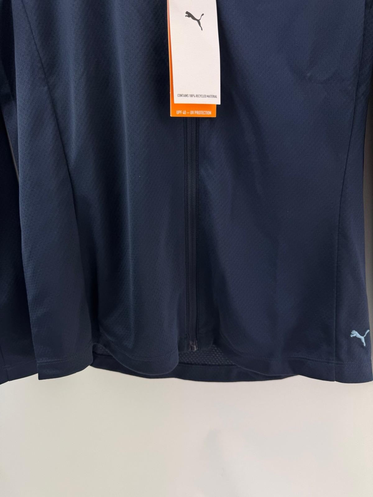 Womens Puma Lightweight Full Zip Knitted Golf Jacket Deep Navy Size S/ 300482