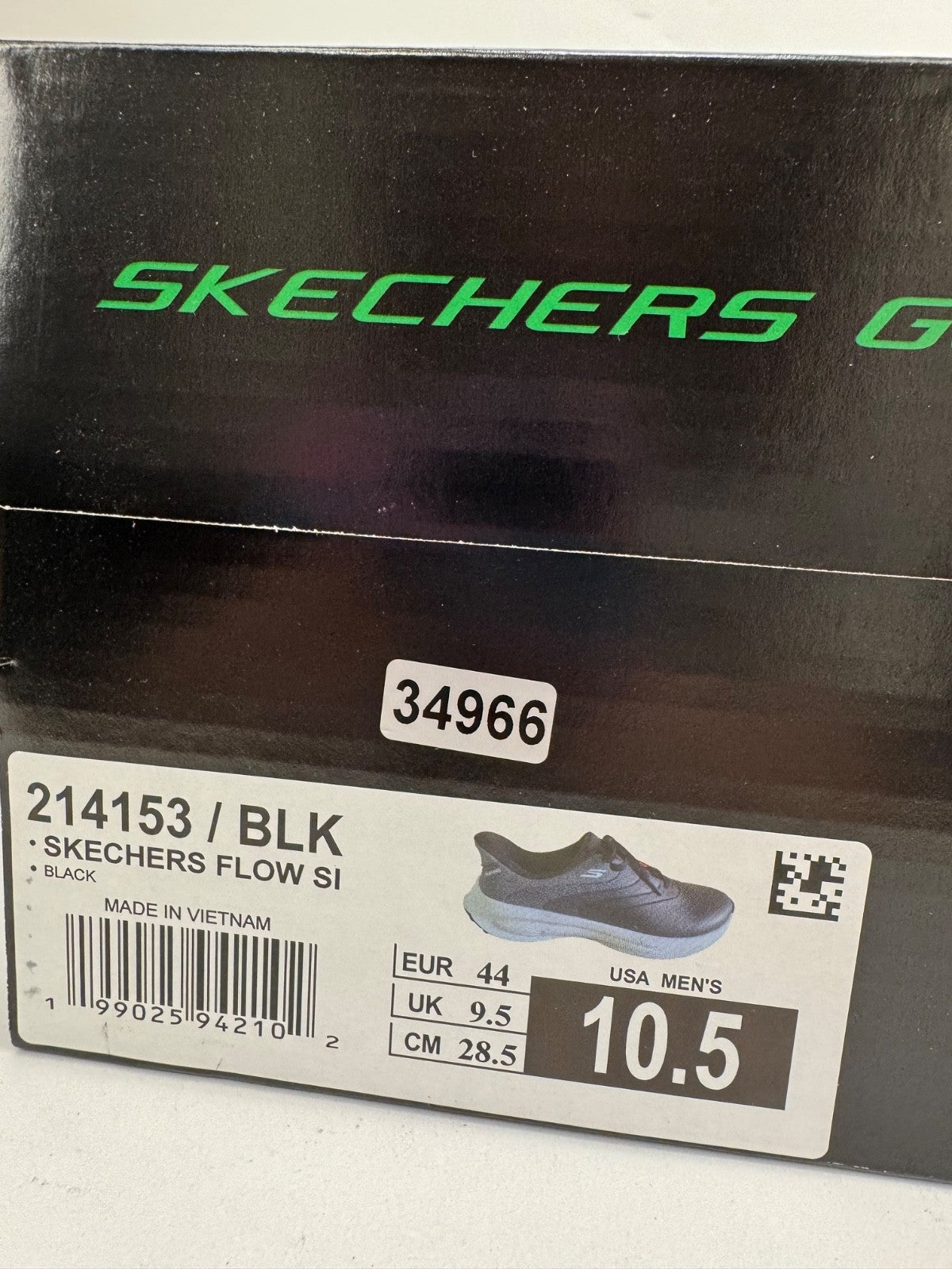 Skechers Flow Slip Ins Golf Shoes Men's UK 9.5 Black Waterproof Comfort/349669
