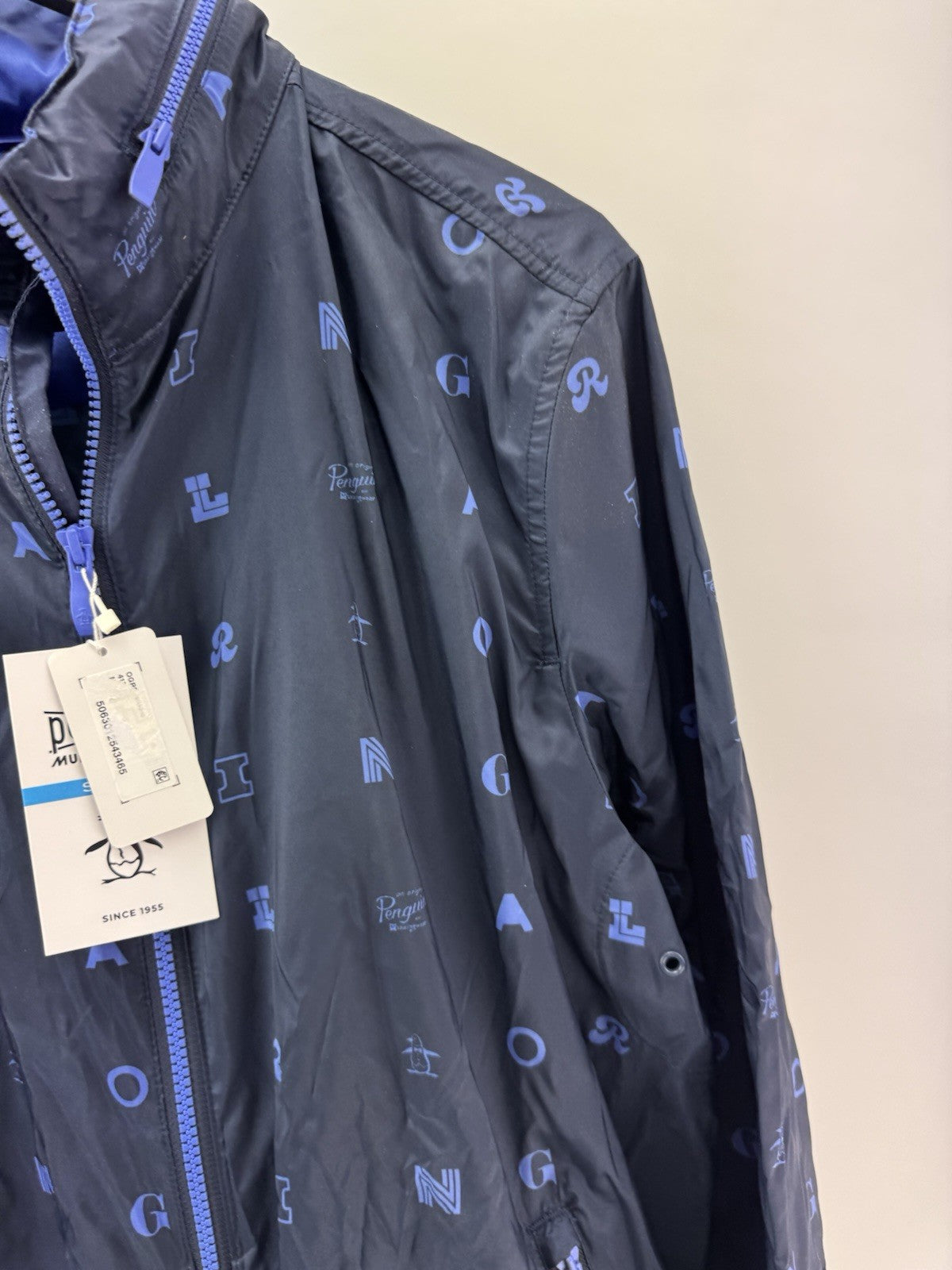 Penguin Original Golf Wind Jacket Logo Print Hood Lightweight UK Medium /285124