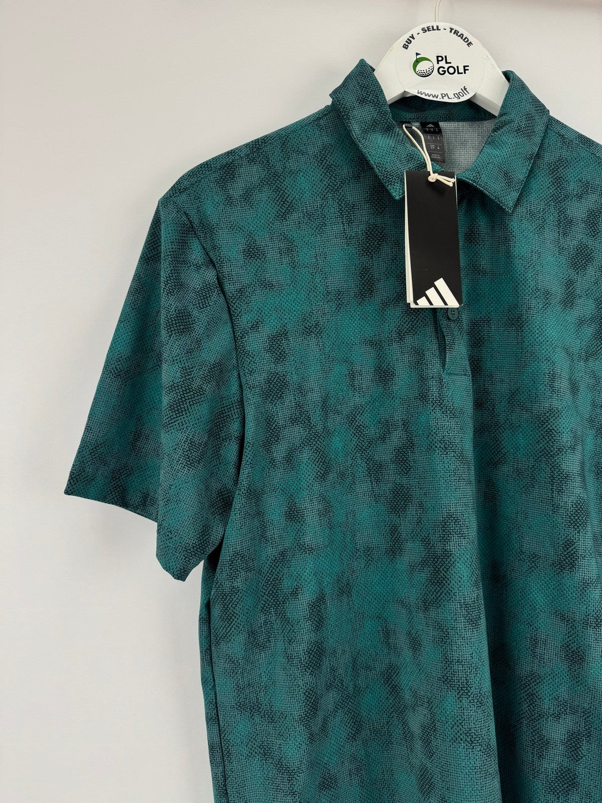 Adidas JL5288 Ultimate Textured Print Golf Polo Shirt Men's S Teal Black/329453