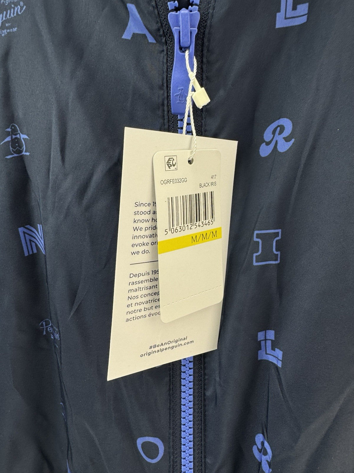 Penguin Original Golf Wind Jacket Logo Print Hood Lightweight UK Medium /285126